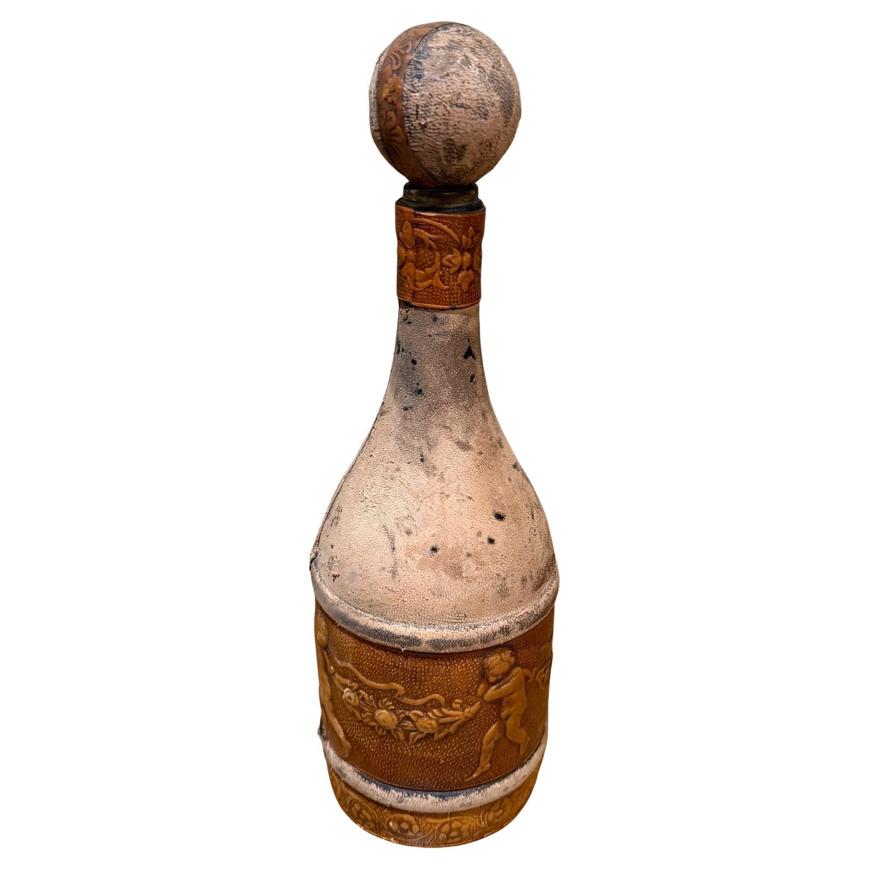 Italian Leather-Wrapped Bottle Decanter