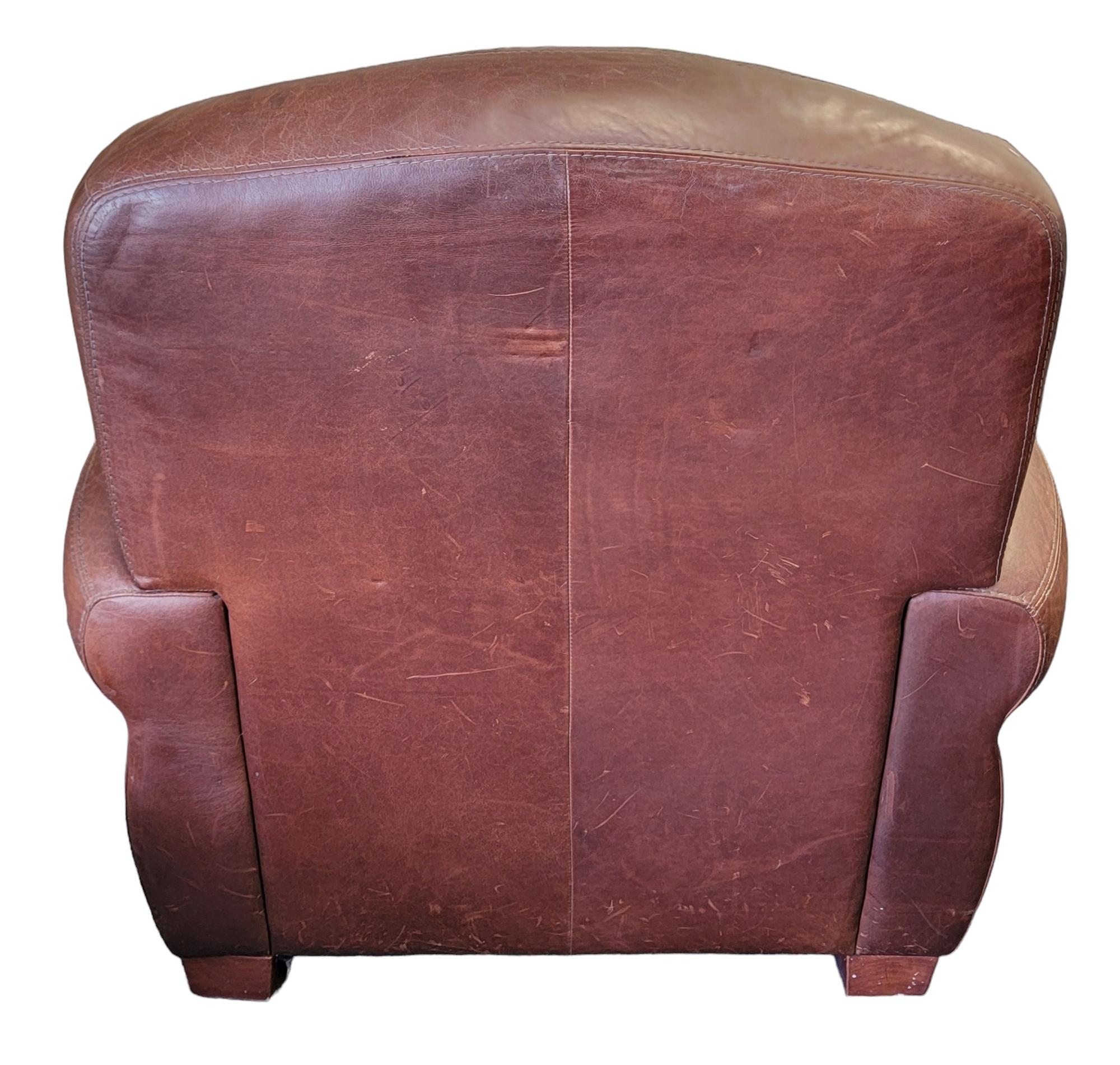Mid-Century Modern Italian Leatherette Club Chair and Ottoman