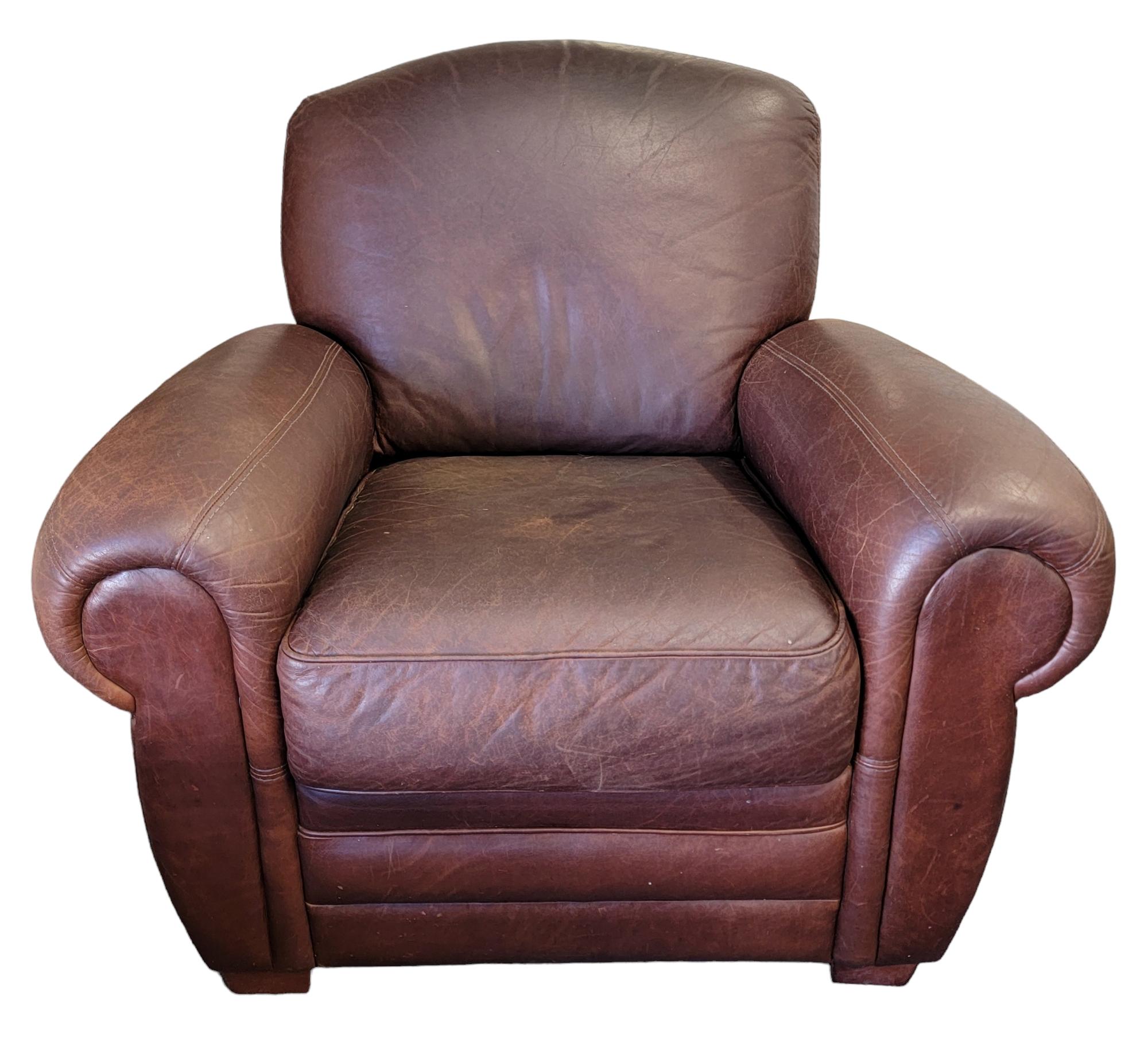 Italian Leatherette Club Chair and Ottoman 1