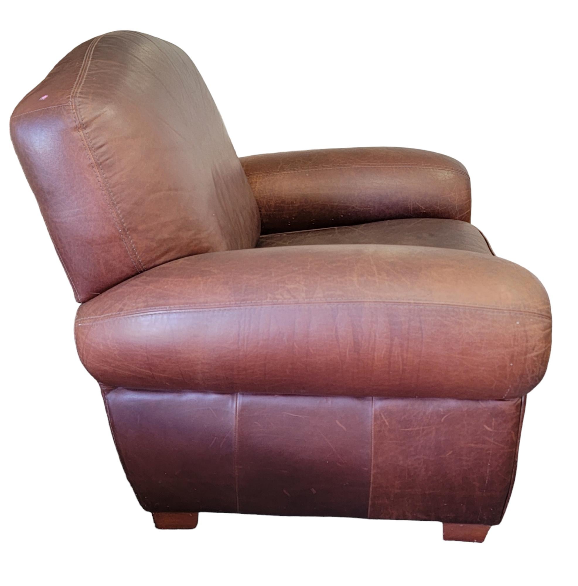 Italian Leatherette Club Chair and Ottoman 2