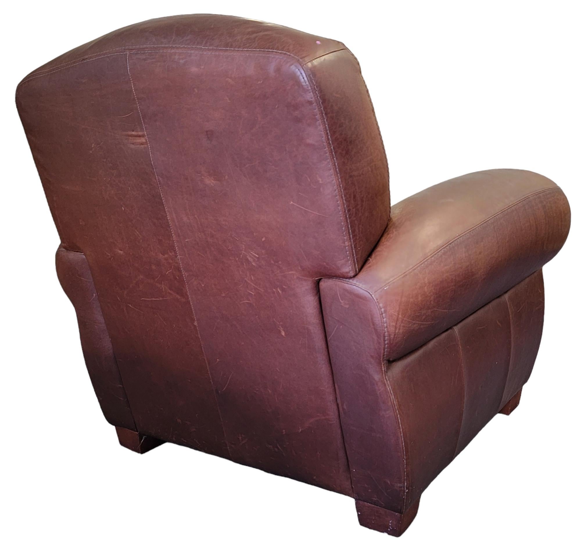 Italian Leatherette Club Chair and Ottoman 3