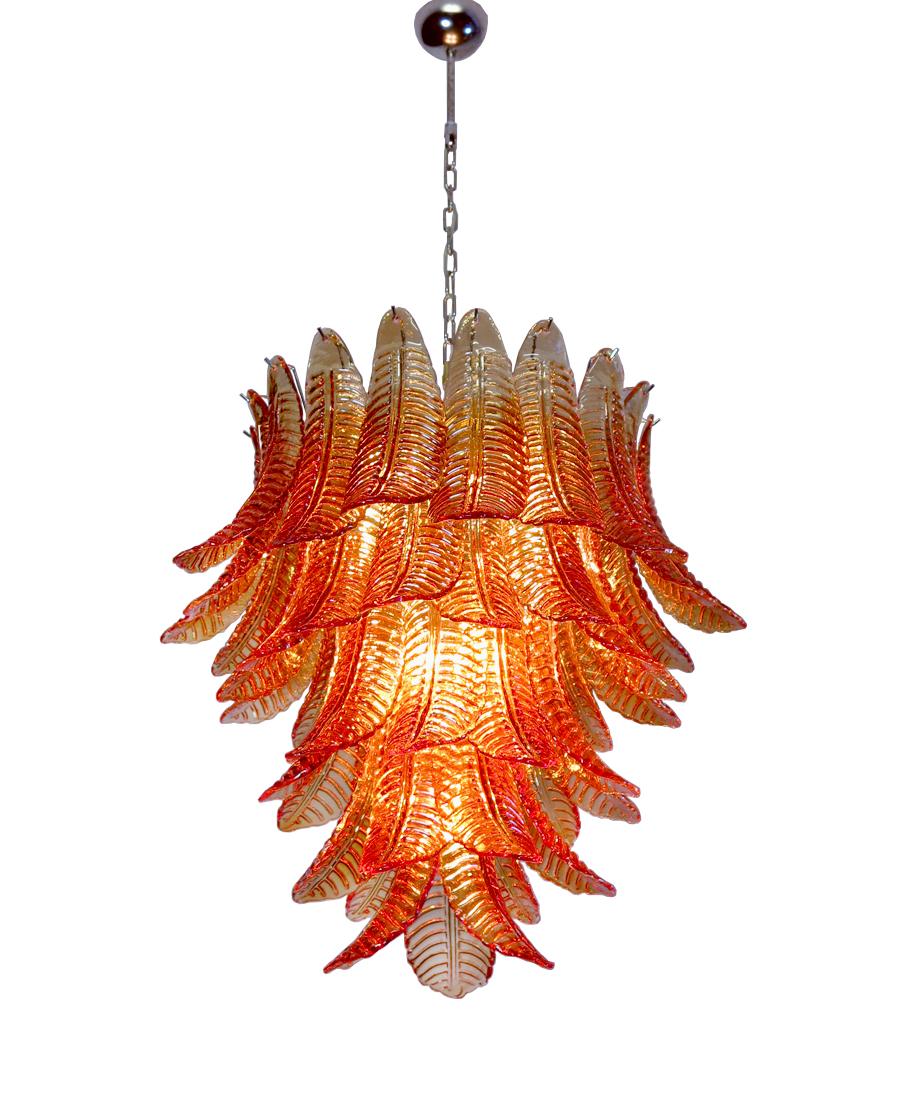 Italian Leaves Chandelier, Barovier & Toso Style, Murano For Sale 9