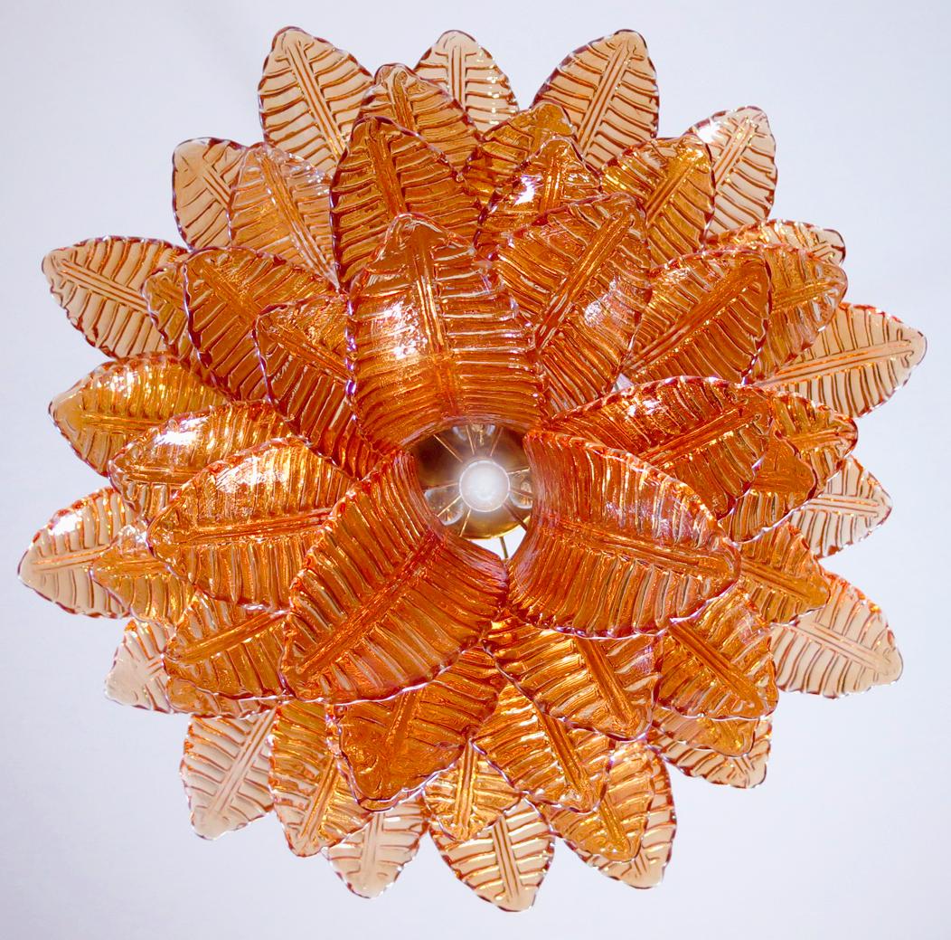 Italian Leaves Chandelier, Barovier & Toso Style, Murano For Sale 1
