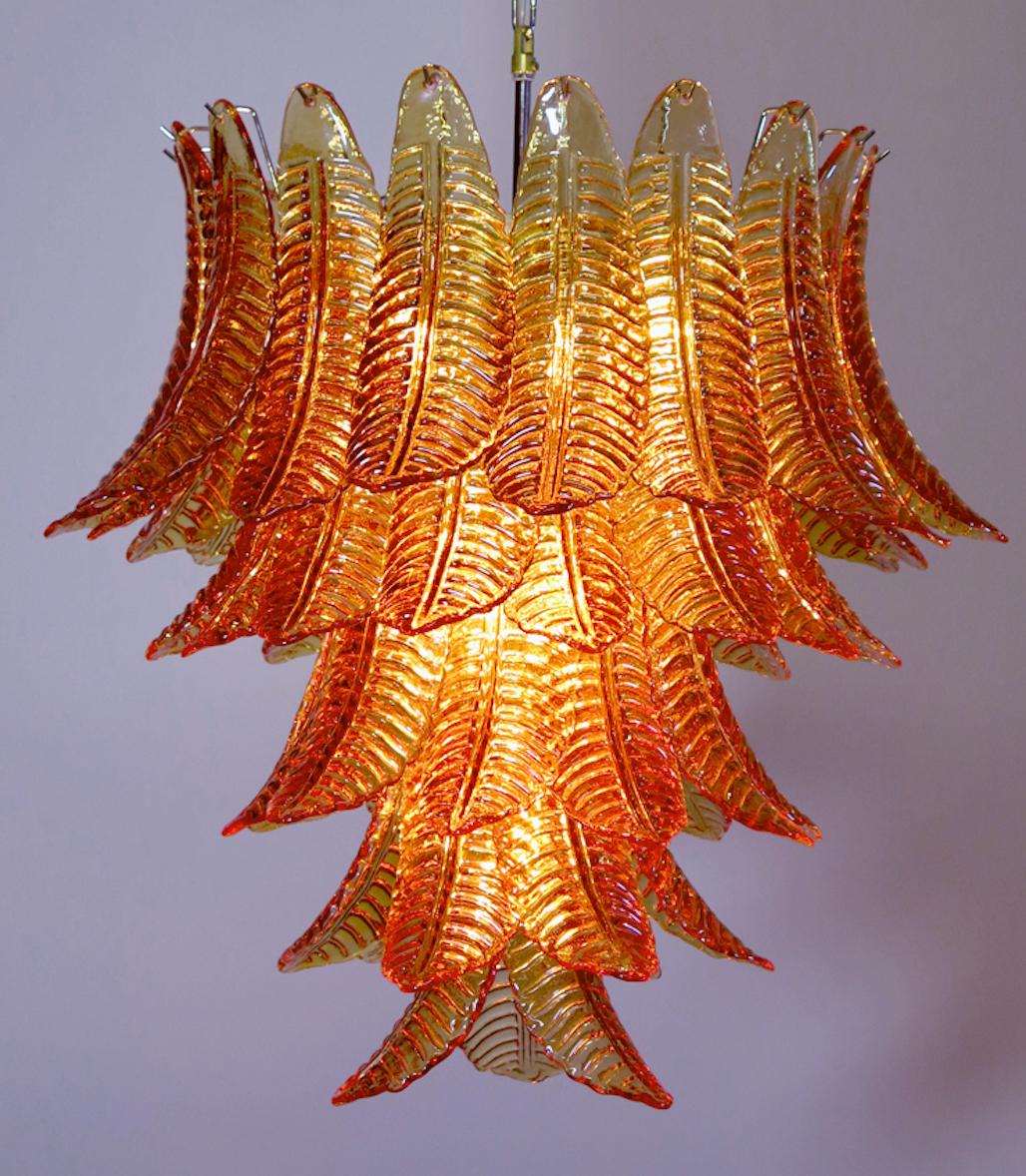 Italian Leaves Chandelier, Barovier & Toso Style, Murano For Sale 2
