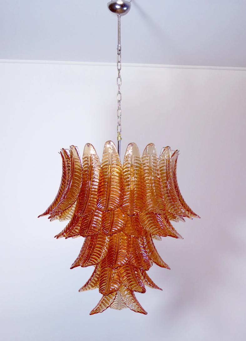 Italian Leaves Chandelier, Barovier & Toso Style, Murano For Sale 4