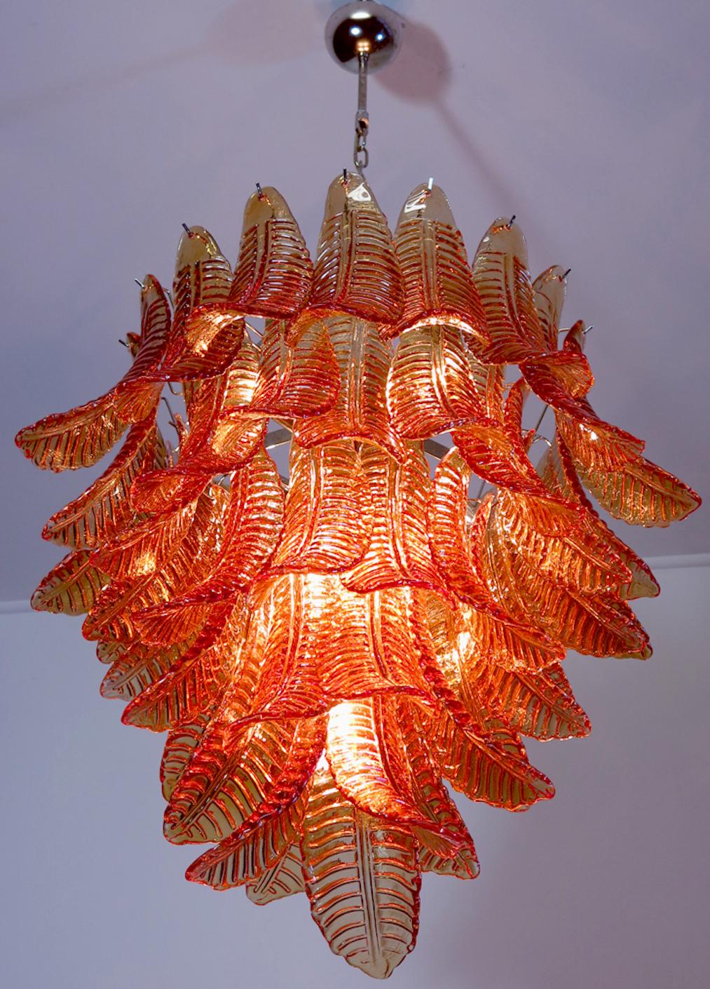 Italian Leaves Chandelier, Barovier & Toso Style, Murano For Sale 5