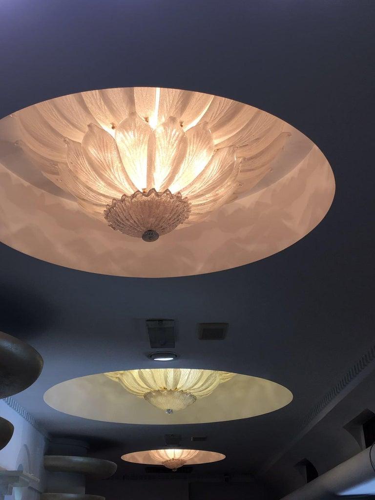 Mid-Century Modern Italian Leaves Murano Glass Ceiling Light or Flush Mount For Sale