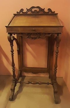 Italian Lectern in Louis Philippe Cherry Wood with Ornamental Carved Friezes