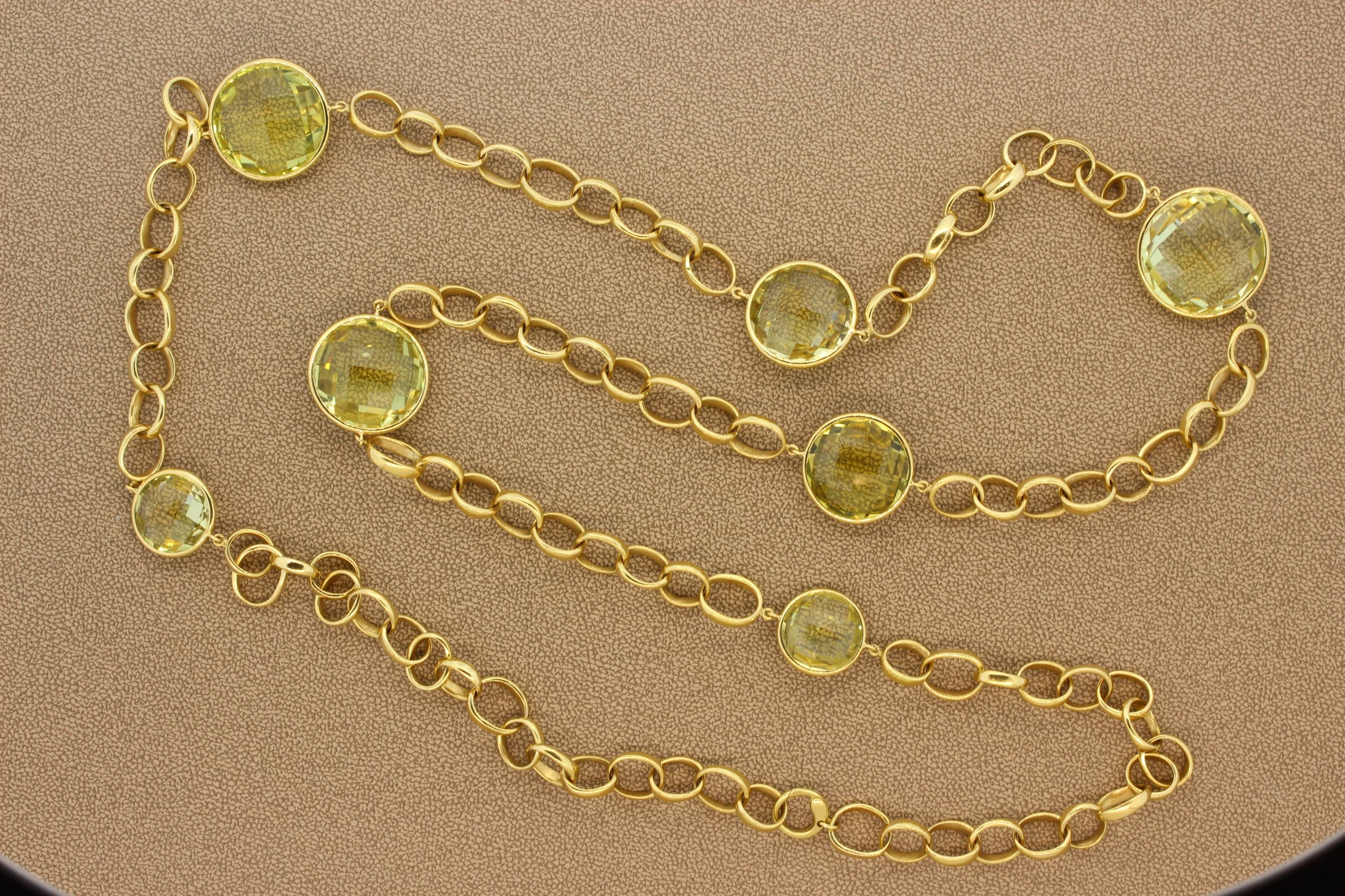 Collier à maillons italien en or avec topaze citron et topaze Pour femmes en vente