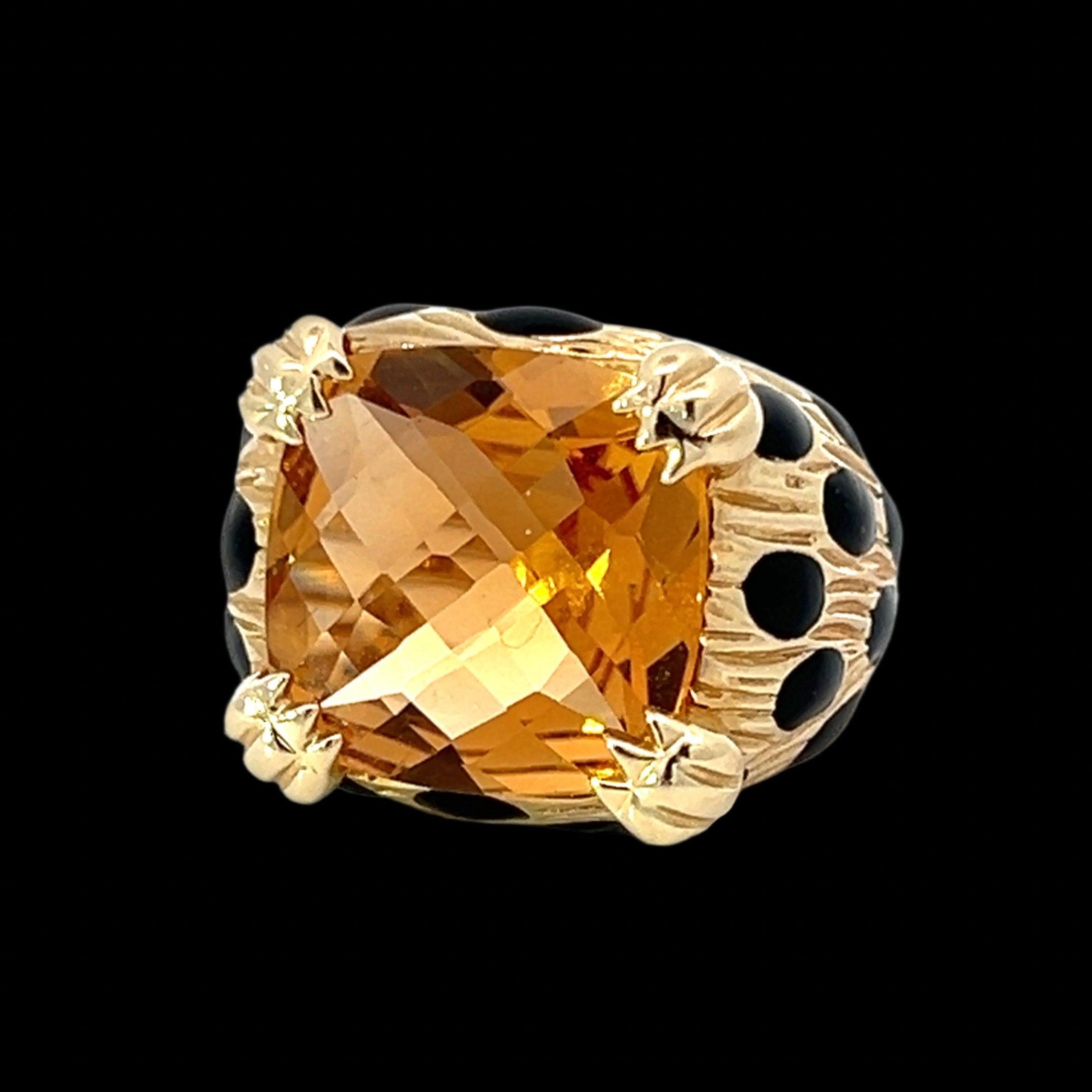 Donna Anello da cocktail con citrino leopardato e oro giallo 14K in vendita