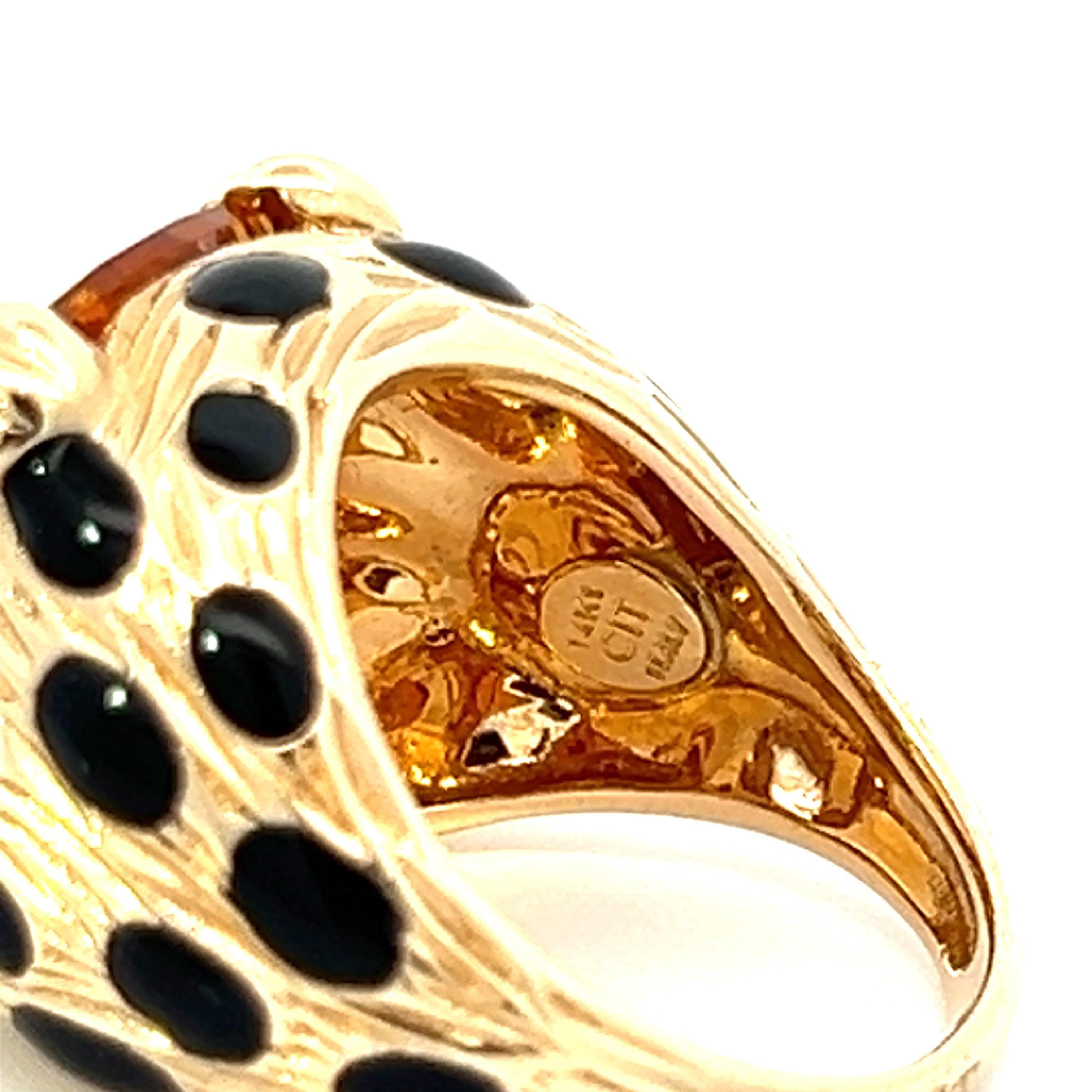 Anello da cocktail con citrino leopardato e oro giallo 14K in vendita 1