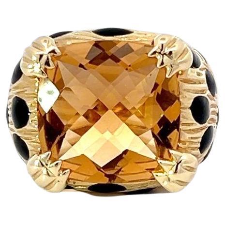 Anello da cocktail con citrino leopardato e oro giallo 14K in vendita