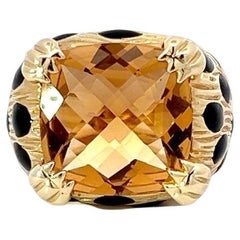 Anello da cocktail con citrino leopardato e oro giallo 14K