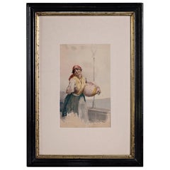 Italian, Leopoldina Zanetti Borzino Lithograph "Napolitano Girl with Water Jug"