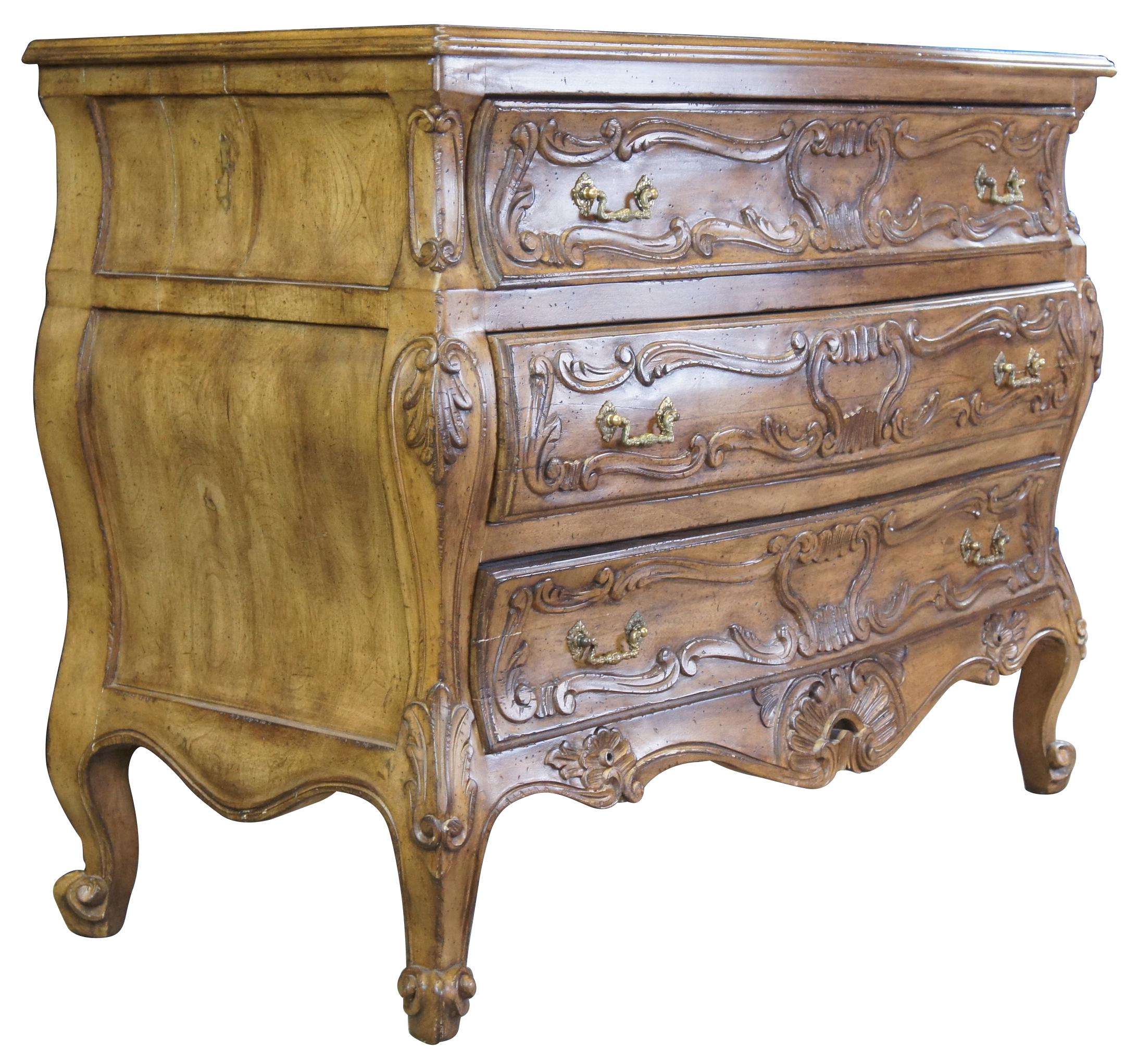 Italian Lewis Mittman Carved Walnut Provincial Louis XV Chest Dresser In Good Condition For Sale In Dayton, OH