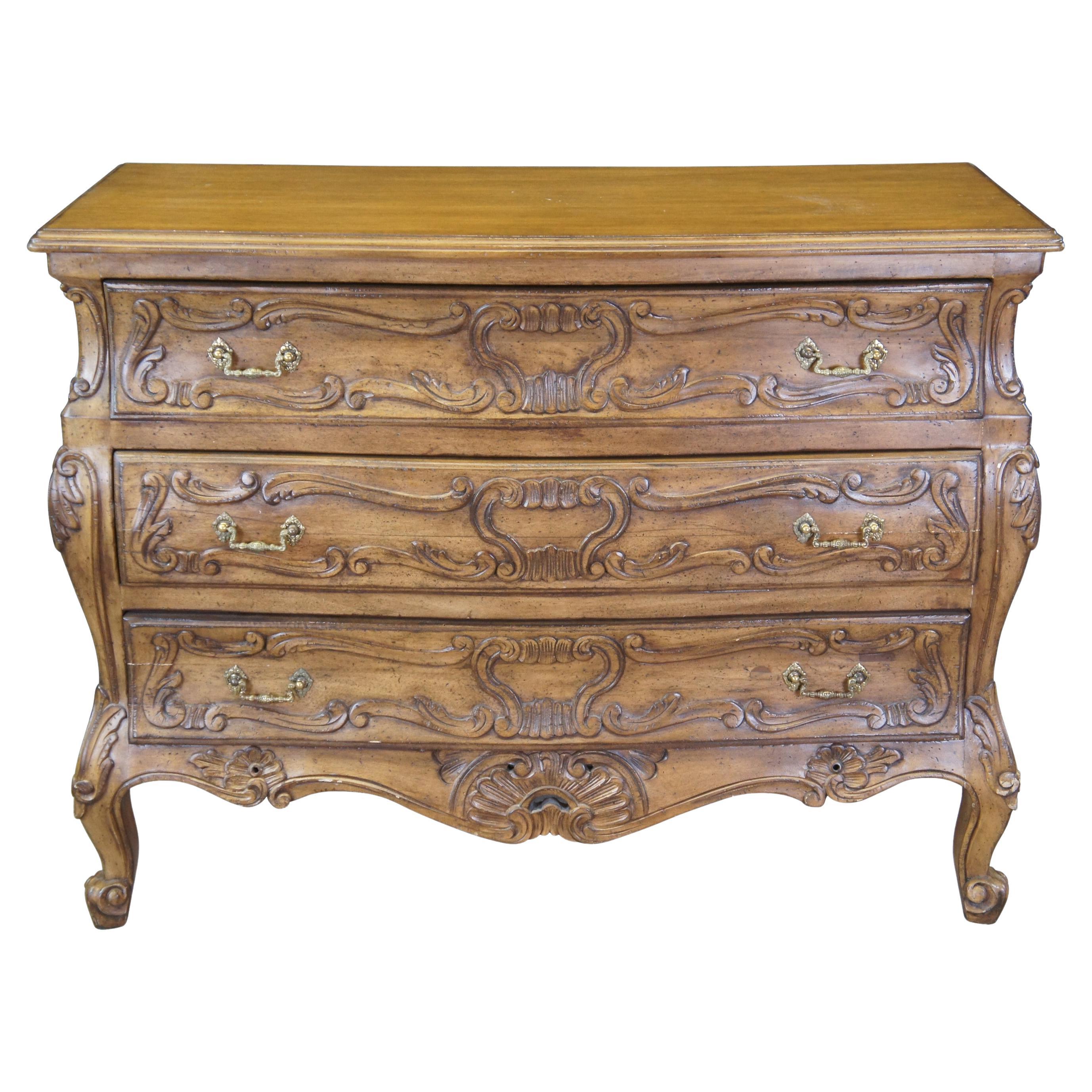 Italian Lewis Mittman Carved Walnut Provincial Louis XV Chest Dresser For Sale