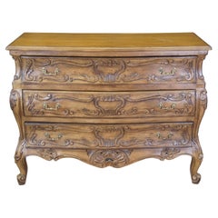 Italian Lewis Mittman Carved Walnut Provincial Louis XV Chest Dresser