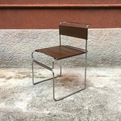 Italian Libellula Leather and Steel Chair by Giovanni Carini for Planula, 1970s