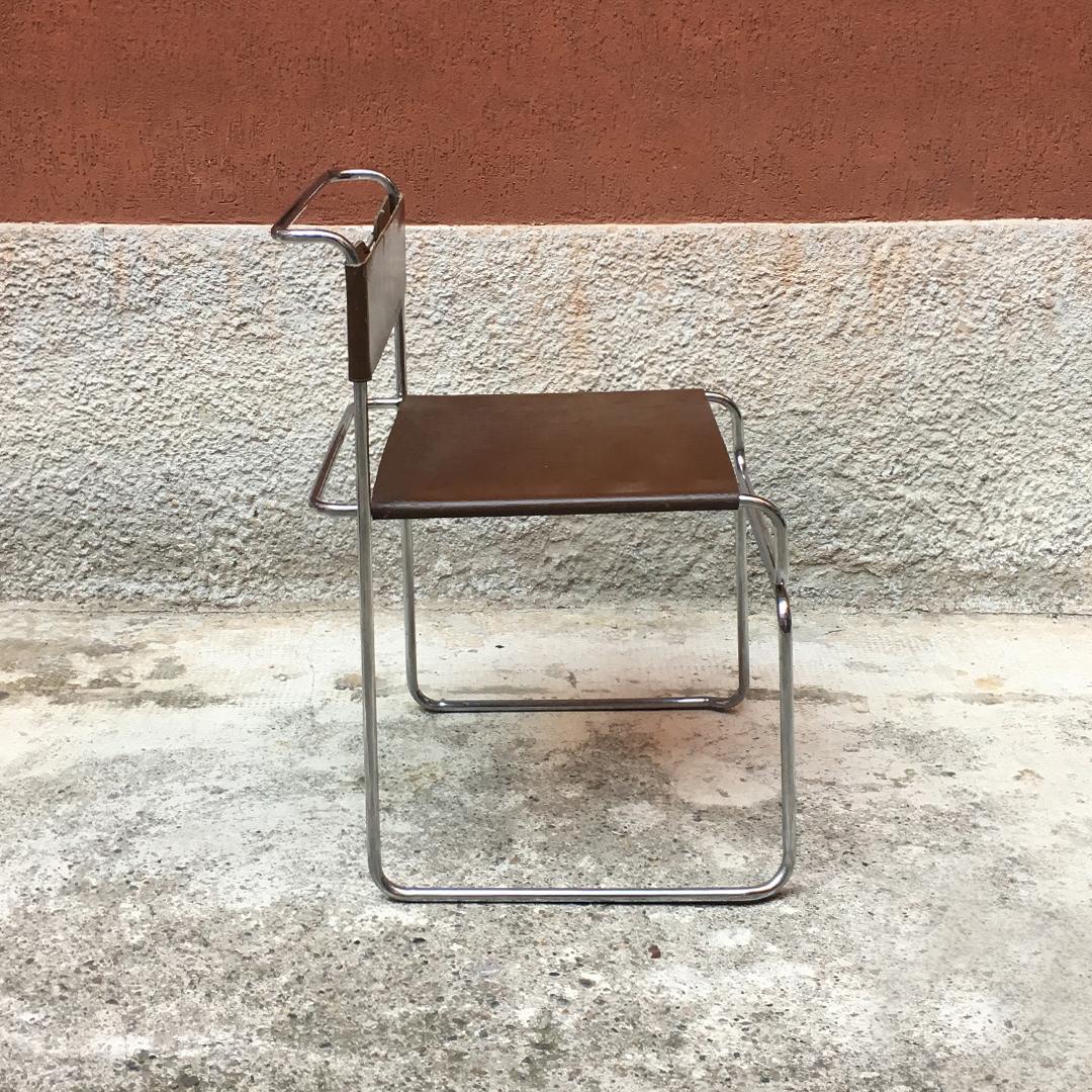 Italian Libellula Leather and Steel Chair by Giovanni Carini for Planula, 1970s In Good Condition In MIlano, IT