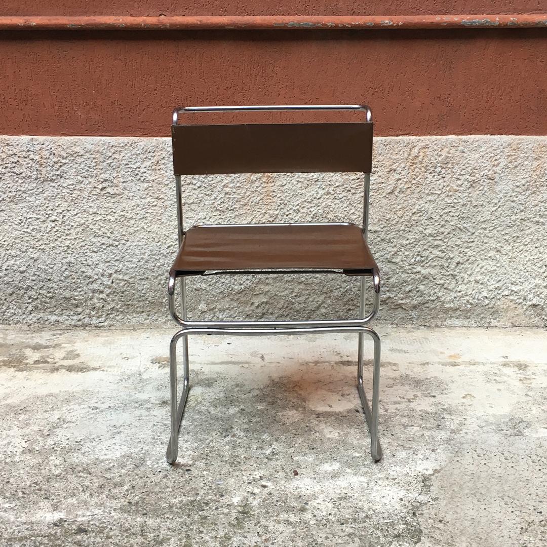 Late 20th Century Italian Libellula Leather and Steel Chair by Giovanni Carini for Planula, 1970s