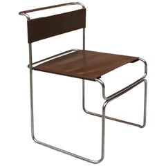 Italienischer Stuhl aus Leder und Stahl aus Libellula von Giovanni Carini für Planula, 1970er Jahre