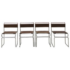 Italienische Libellula-Stühle aus Leder und Stahl von Giovanni Carini für Planula:: 1970er Jahre