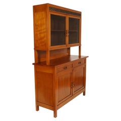 Italian Liberty Cherrywood Sideboard with Display Cabinet, Early 20th Century