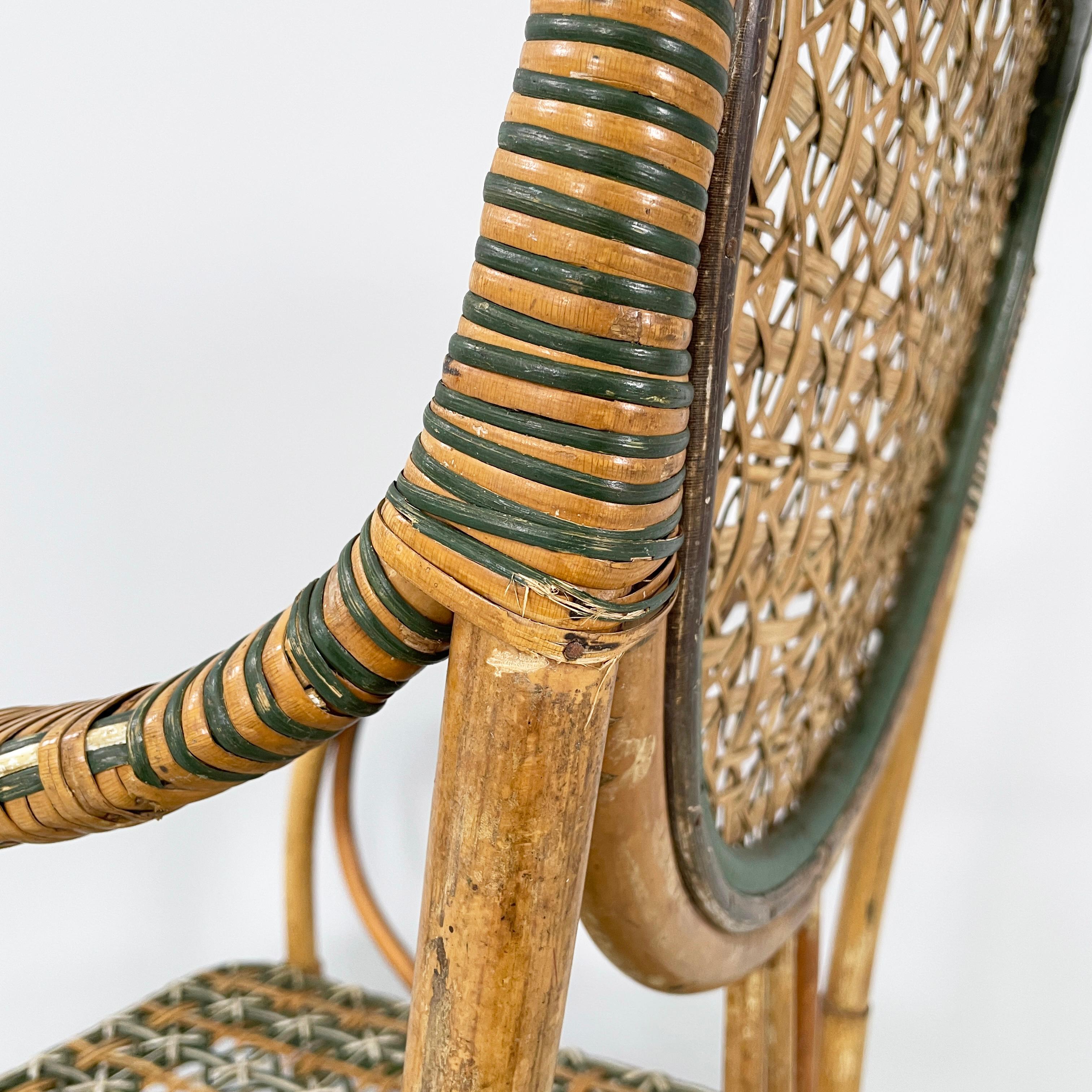 Italienischer Liberty-Außensessel aus Rattan aus dem Palazzo Falconi, frühe 1900er Jahre im Angebot 8