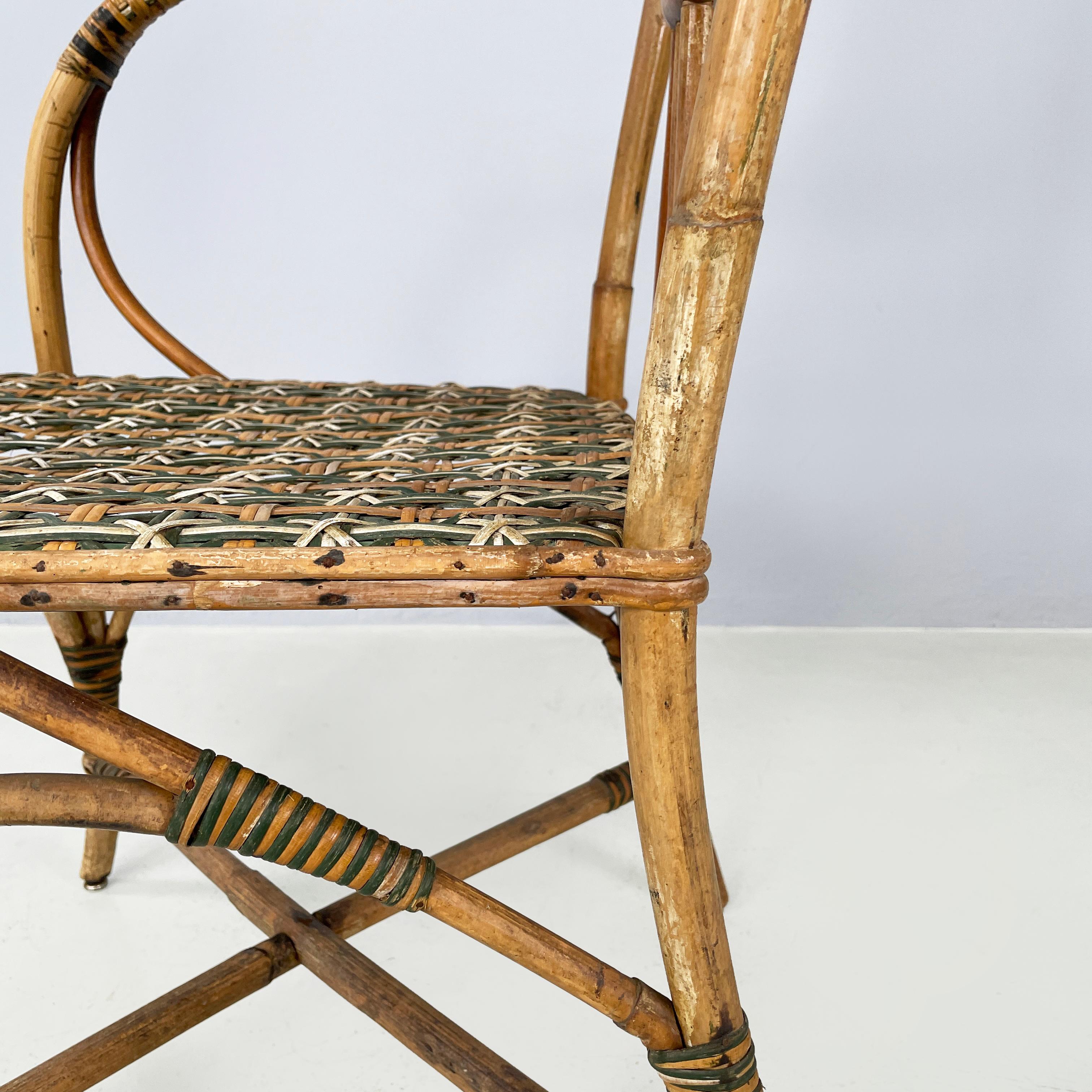 Italienischer Liberty-Außensessel aus Rattan aus dem Palazzo Falconi, frühe 1900er Jahre im Angebot 10
