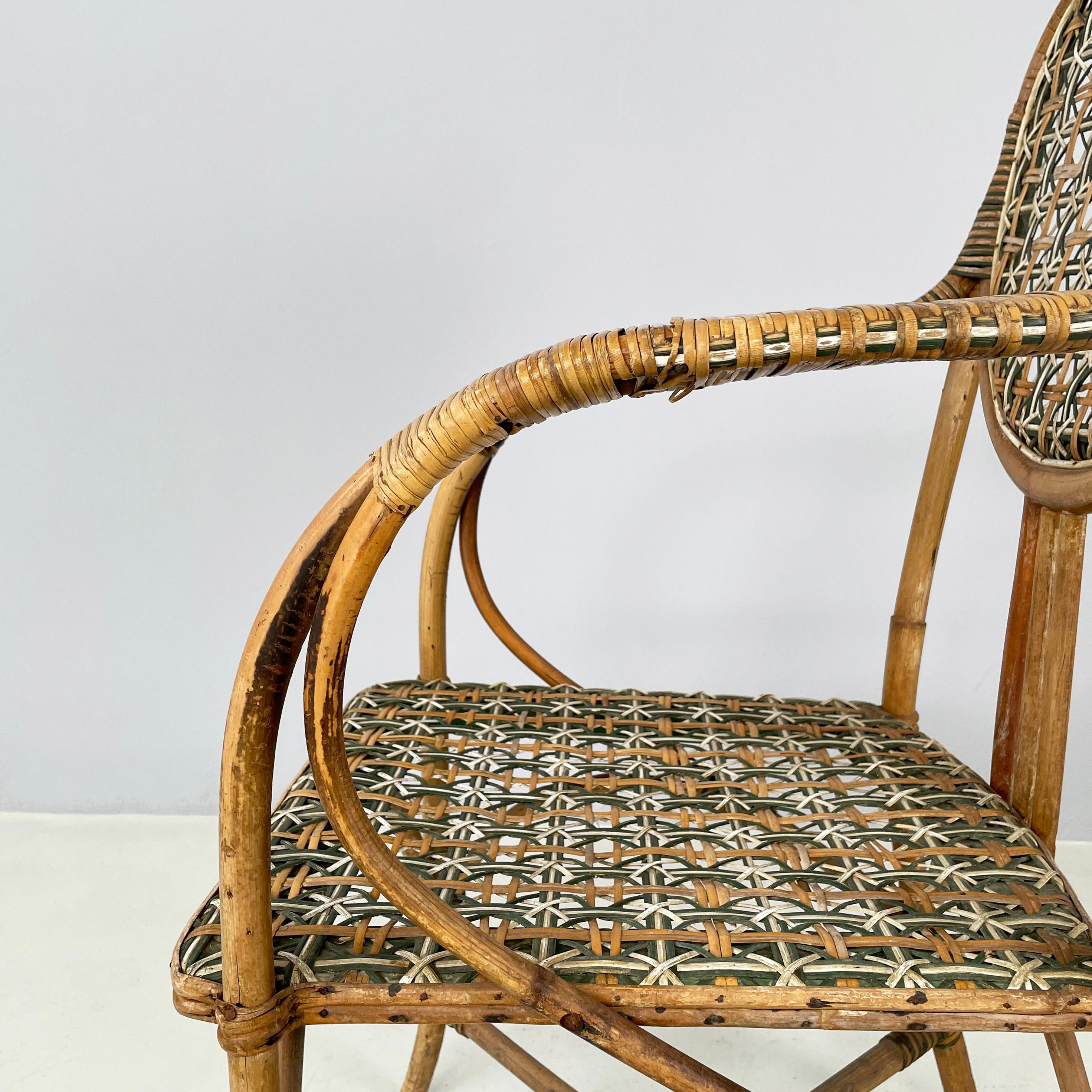 Italienischer Liberty-Außensessel aus Rattan aus dem Palazzo Falconi, frühe 1900er Jahre im Angebot 11