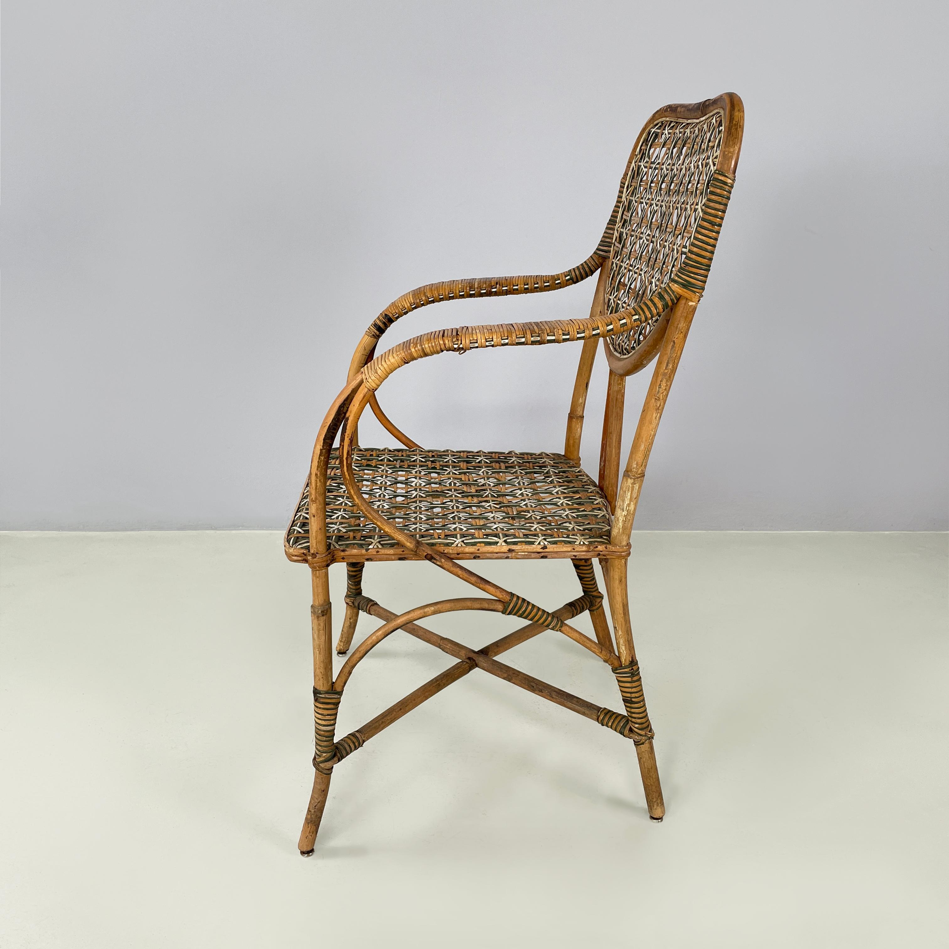 Italienischer Liberty-Außensessel aus Rattan aus dem Palazzo Falconi, frühe 1900er Jahre (Art déco) im Angebot