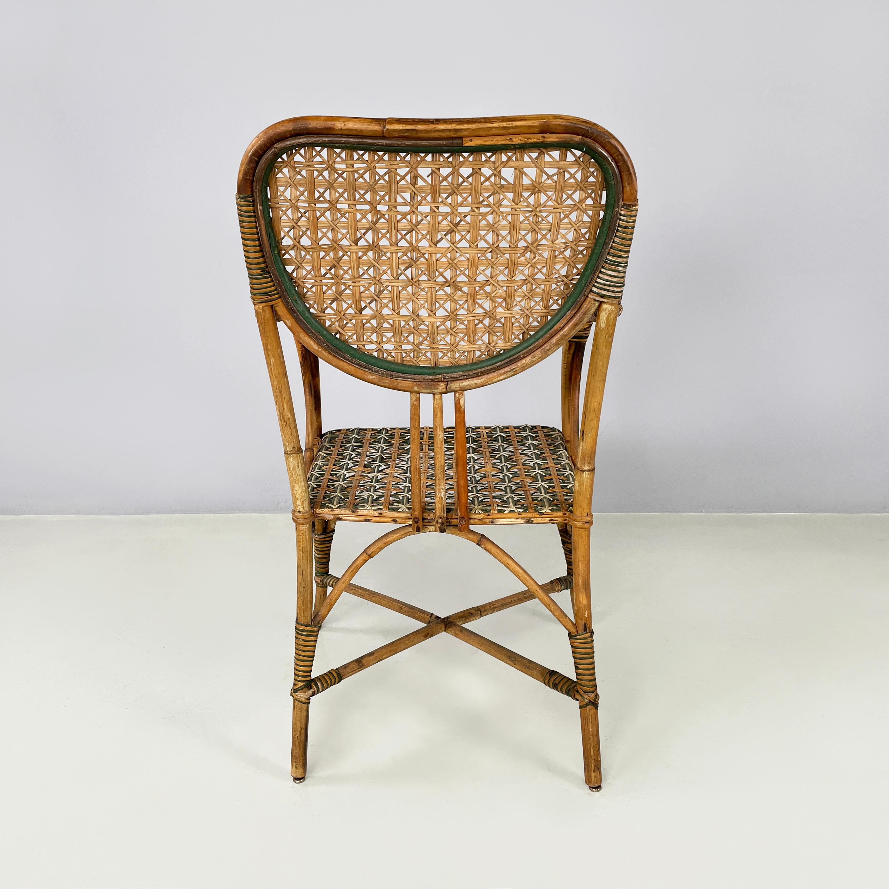 Italienischer Liberty-Außensessel aus Rattan aus dem Palazzo Falconi, frühe 1900er Jahre im Zustand „Relativ gut“ im Angebot in MIlano, IT