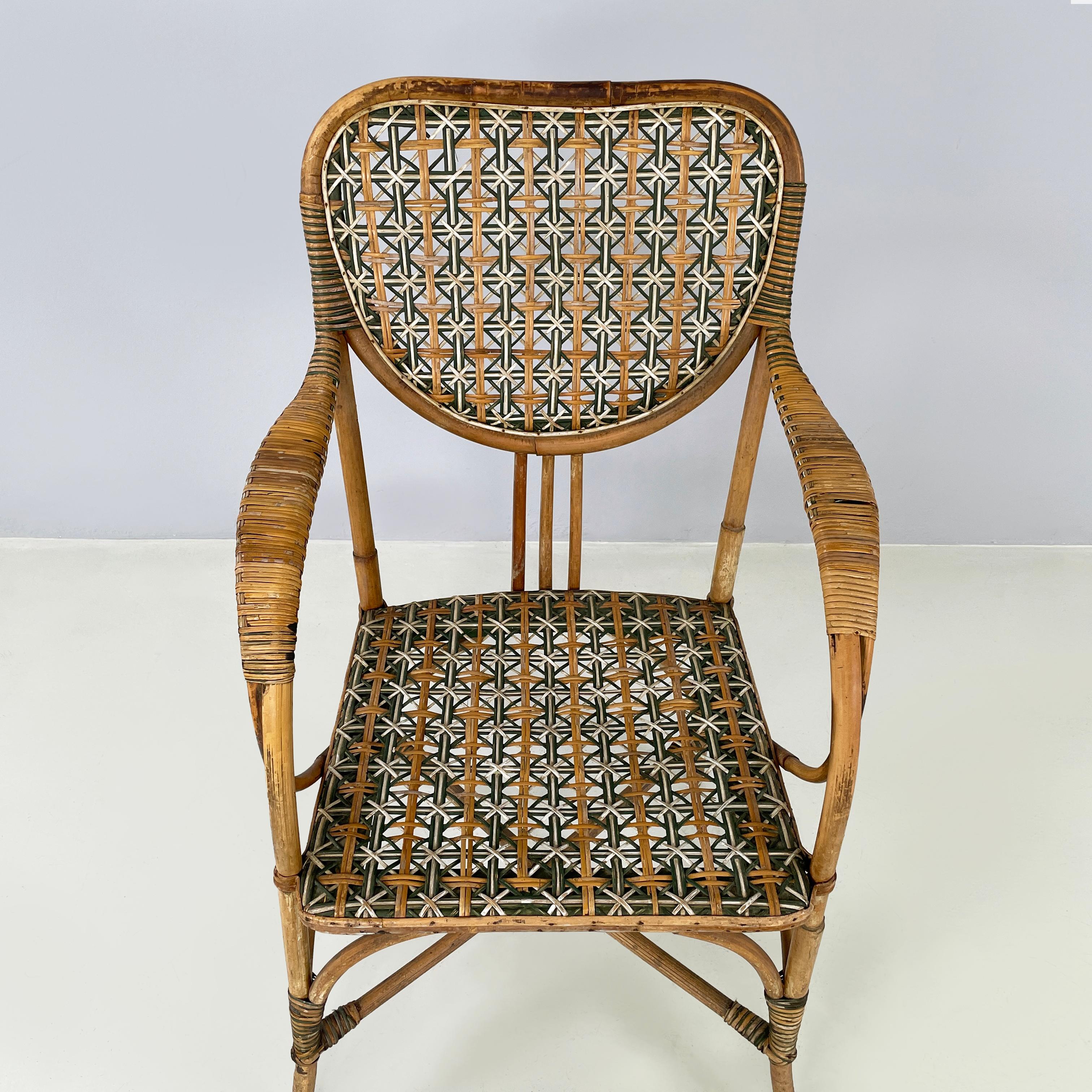 Italienischer Liberty-Außensessel aus Rattan aus dem Palazzo Falconi, frühe 1900er Jahre (20. Jahrhundert) im Angebot