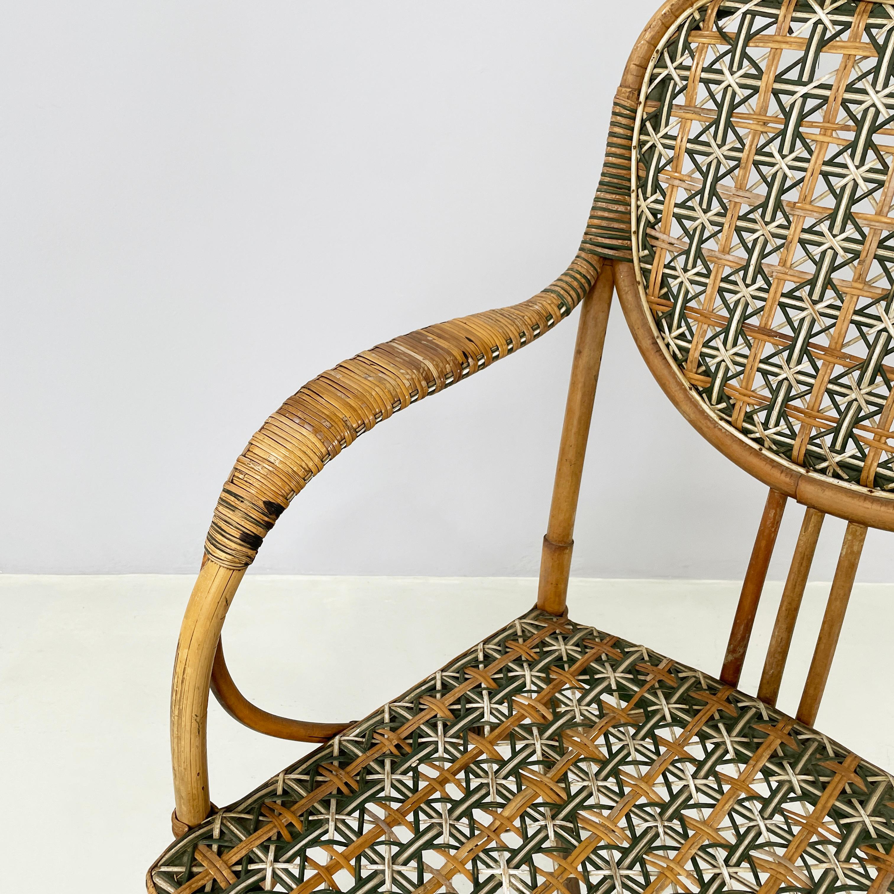 Italienischer Liberty-Außensessel aus Rattan aus dem Palazzo Falconi, frühe 1900er Jahre im Angebot 1