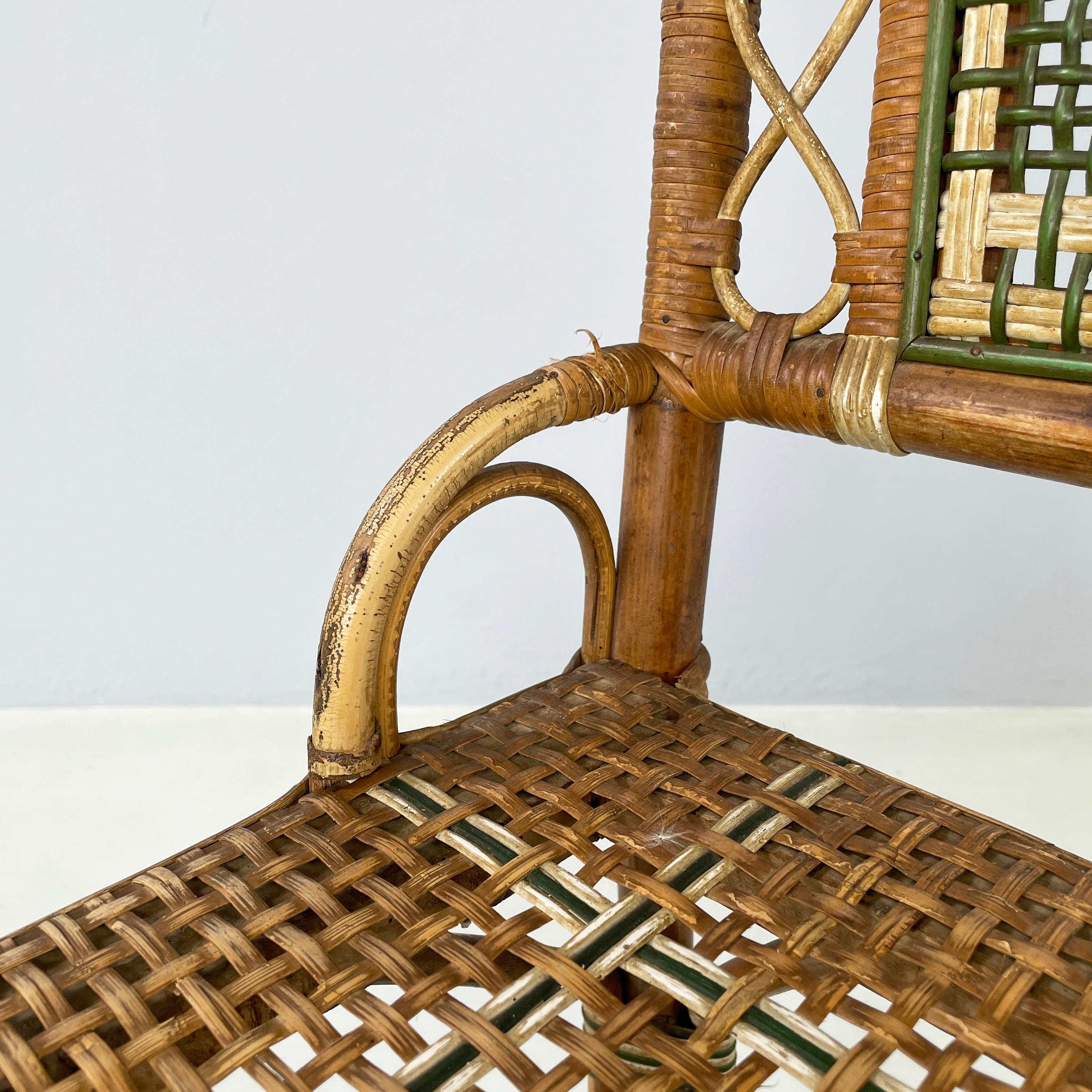 Silla de exterior italiana Liberty de ratán de Palazzo Falconi, principios del siglo XX en venta 6