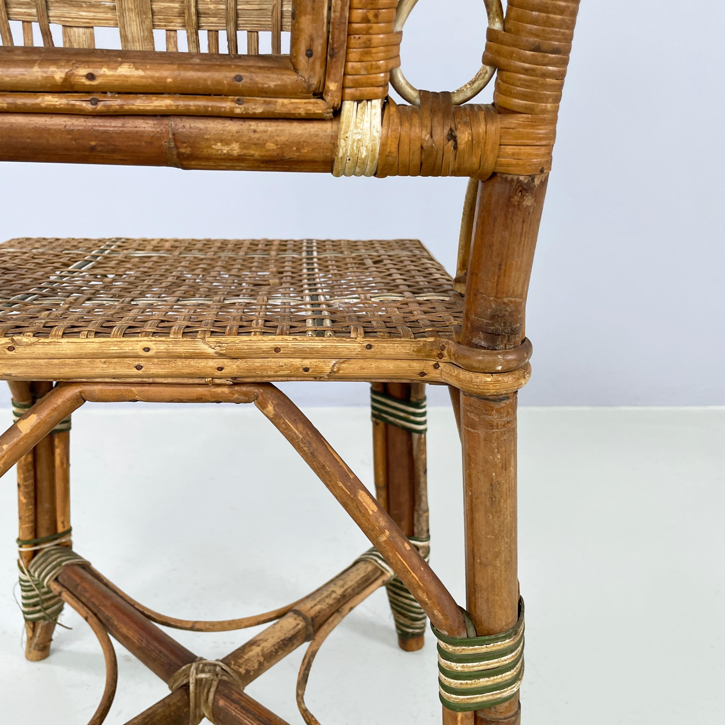 Silla de exterior italiana Liberty de ratán de Palazzo Falconi, principios del siglo XX en venta 7