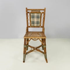 Italian Liberty outdoor chair in rattan from Palazzo Falconi, early 1900s