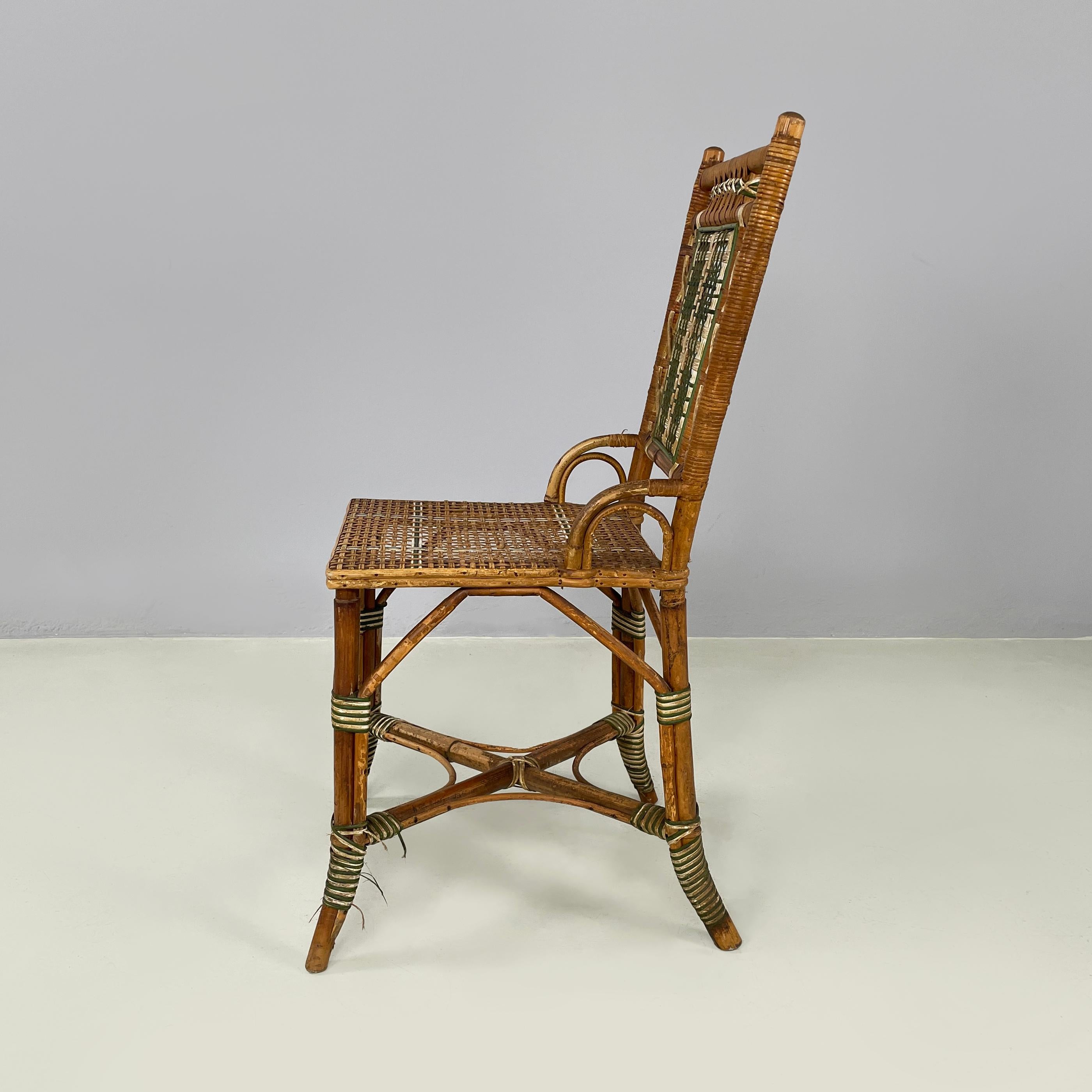 Silla de exterior italiana Liberty de ratán de Palazzo Falconi, principios del siglo XX Art Decó en venta