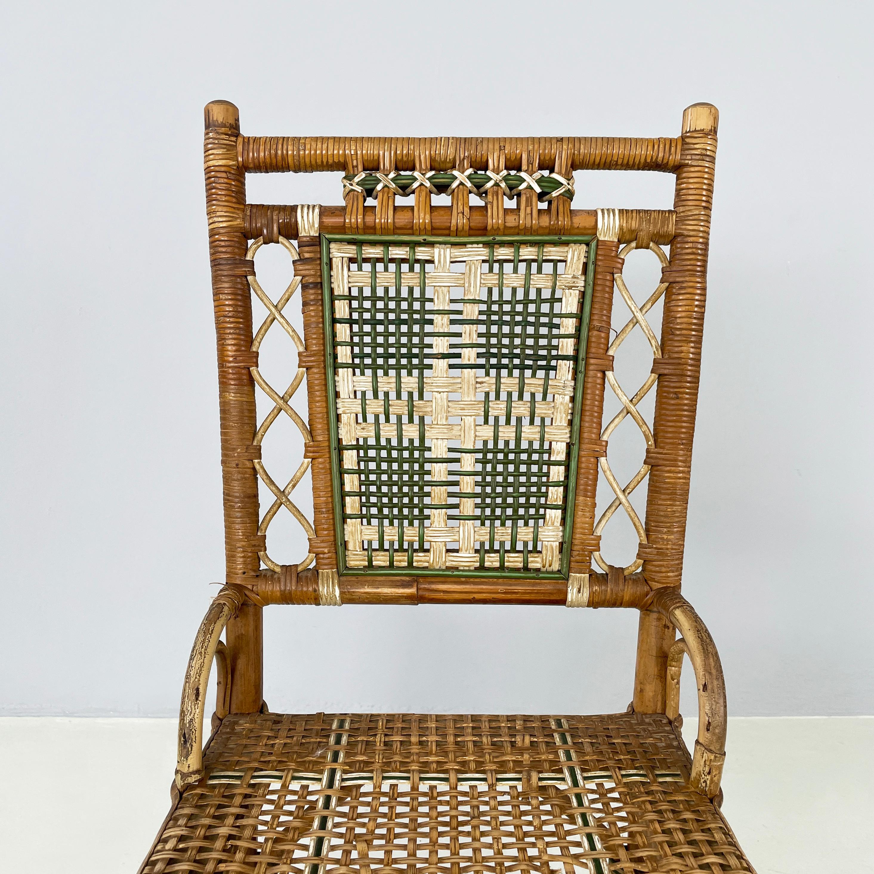 Silla de exterior italiana Liberty de ratán de Palazzo Falconi, principios del siglo XX en Bastante bueno estado para la venta en MIlano, IT