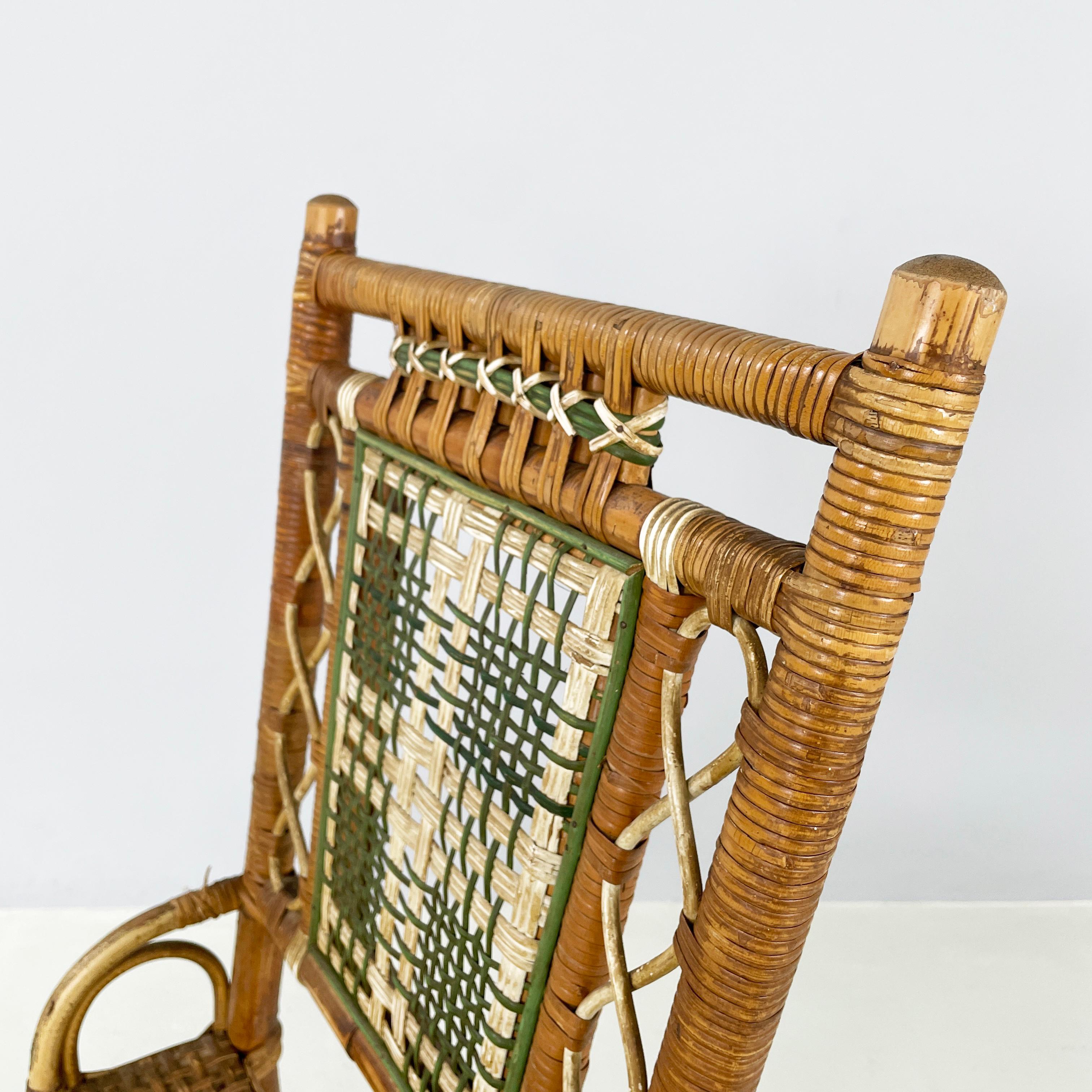 Silla de exterior italiana Liberty de ratán de Palazzo Falconi, principios del siglo XX Ratán en venta