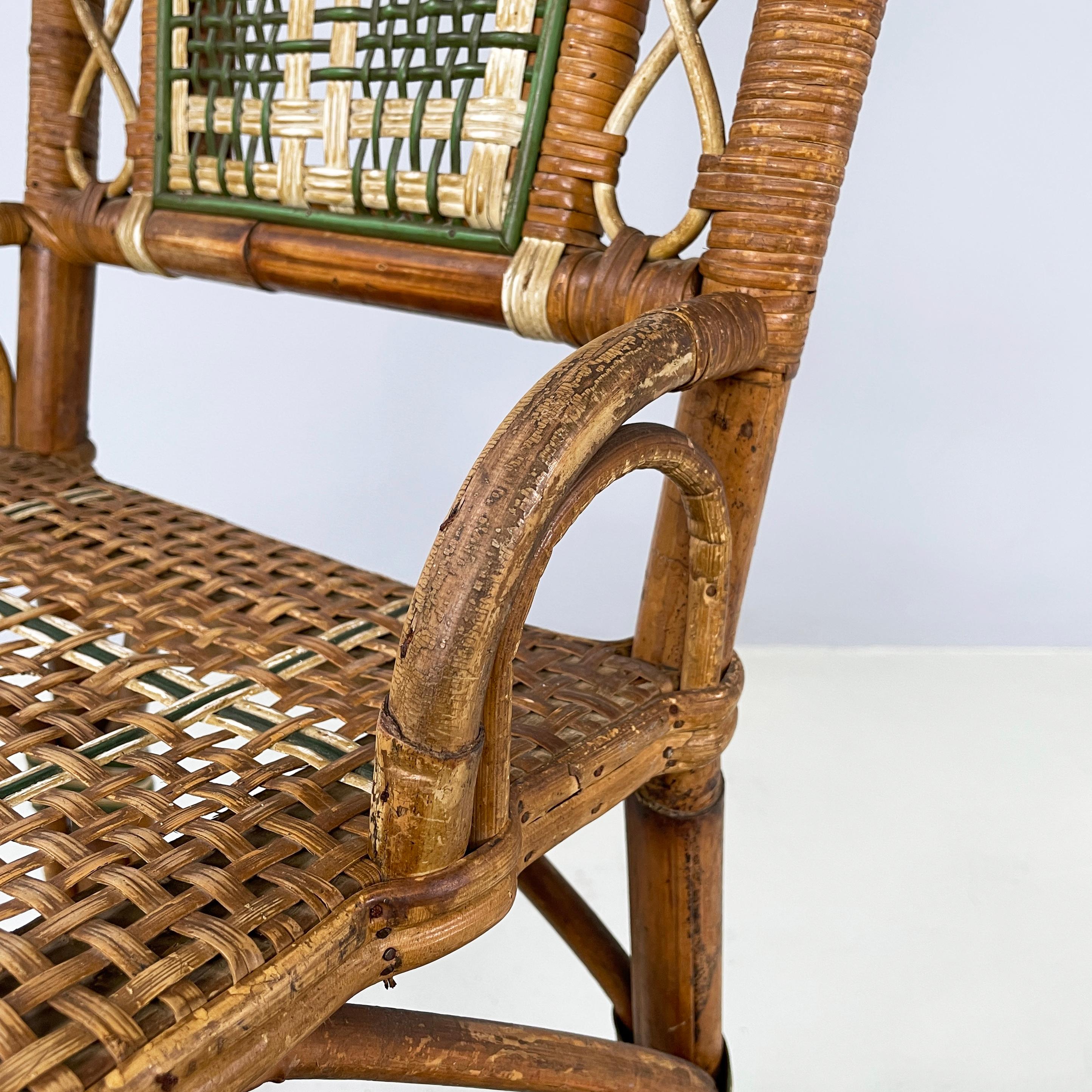 Silla de exterior italiana Liberty de ratán de Palazzo Falconi, principios del siglo XX en venta 1