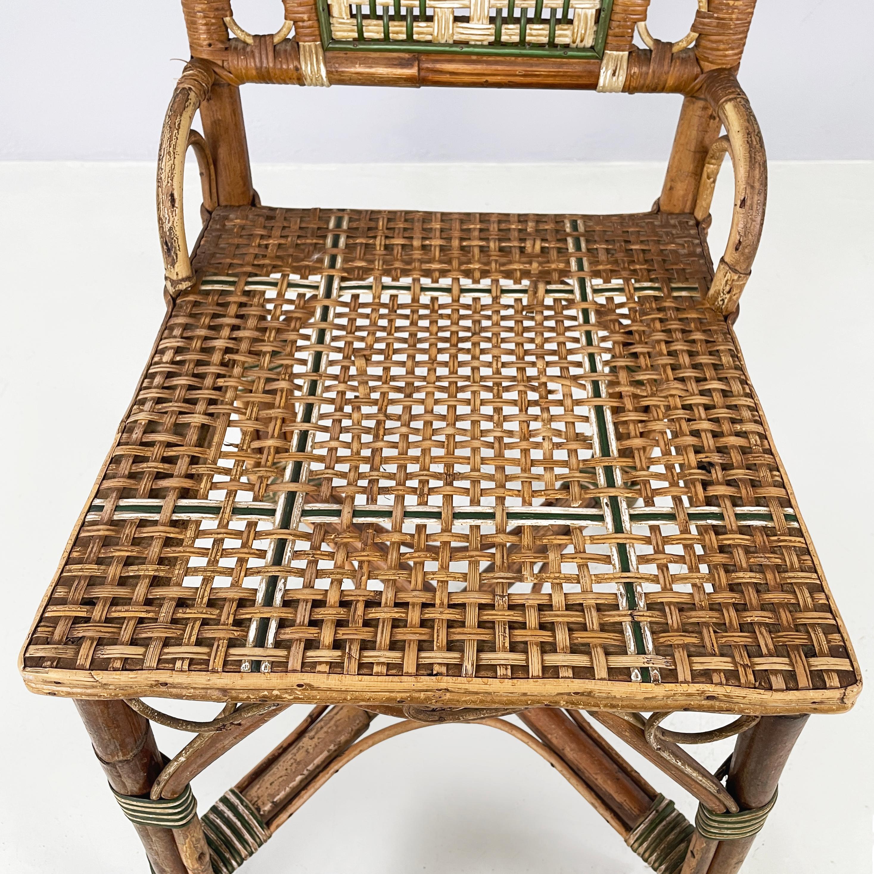 Silla de exterior italiana Liberty de ratán de Palazzo Falconi, principios del siglo XX en venta 3