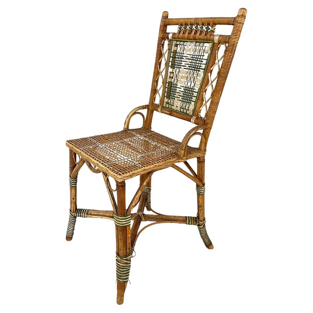 Italian Liberty outdoor chair in rattan from Palazzo Falconi, early 1900s
