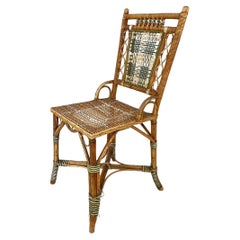 Antique Italian Liberty outdoor chair in rattan from Palazzo Falconi, early 1900s