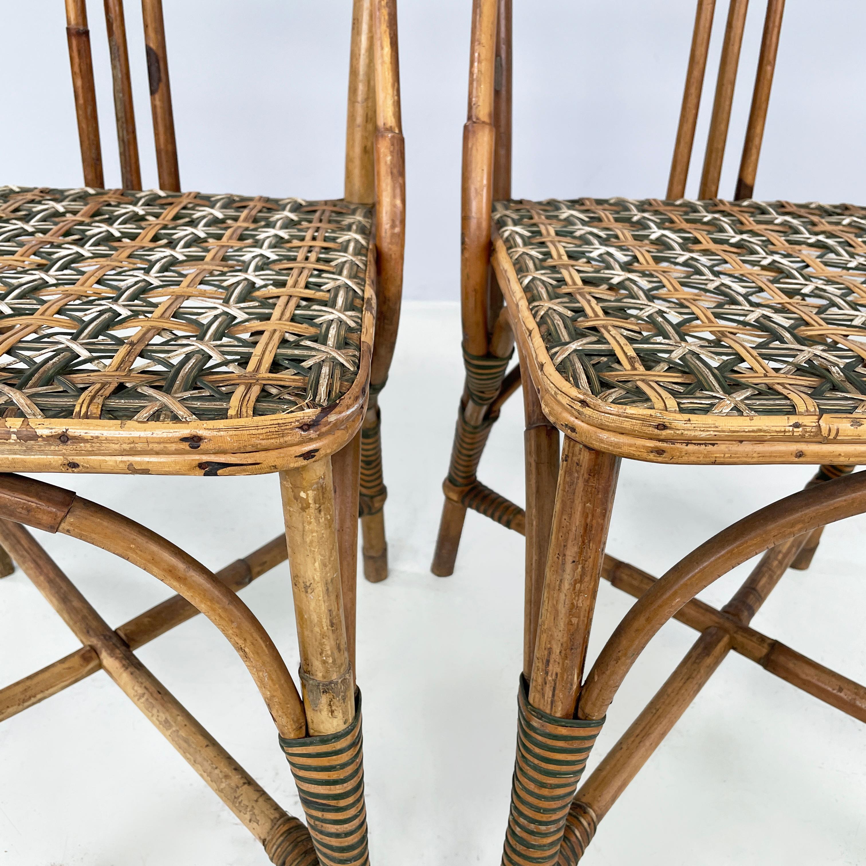 Italian Liberty outdoor chairs in rattan from Palazzo Falconi, early 1900s For Sale 5