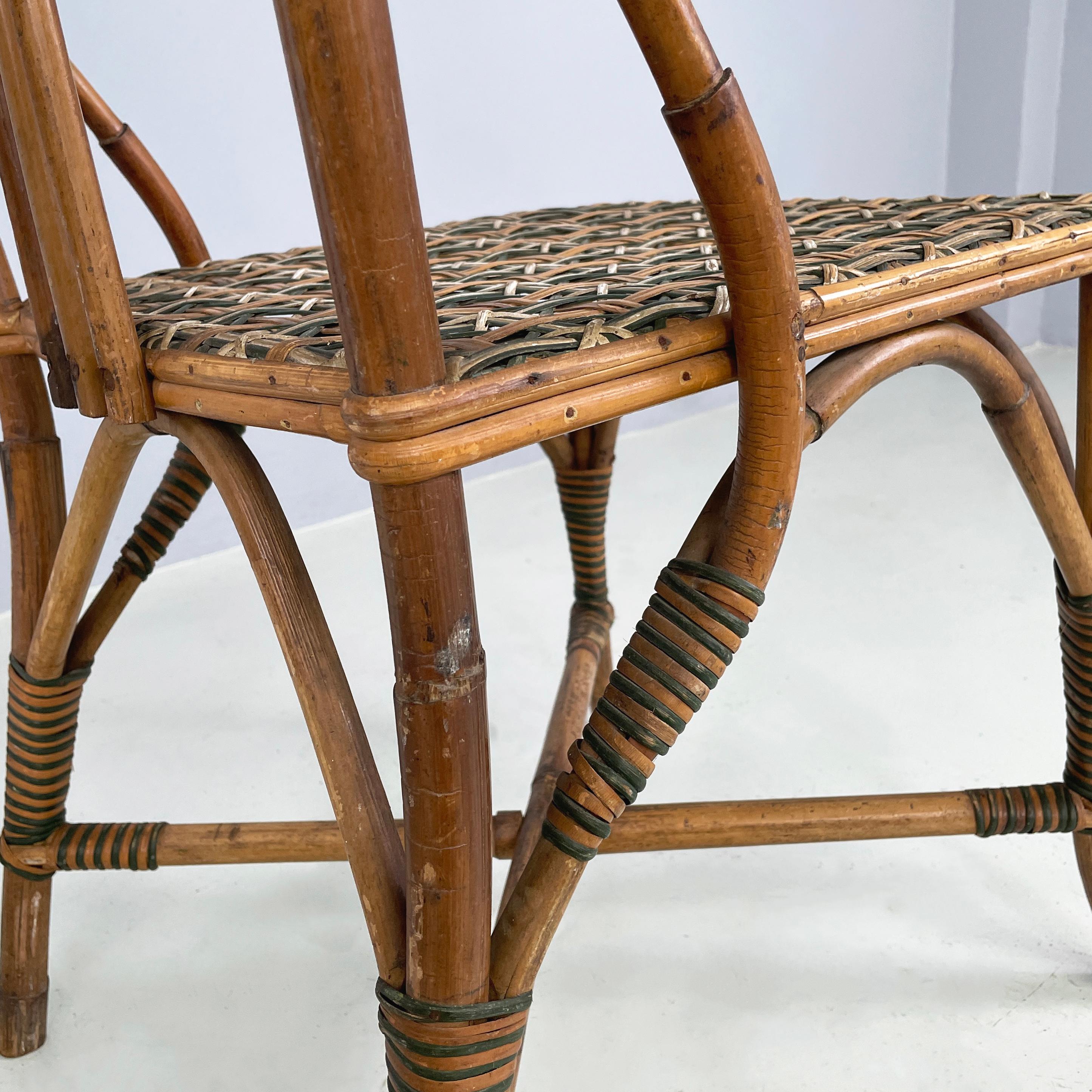 Italian Liberty outdoor chairs in rattan from Palazzo Falconi, early 1900s For Sale 7