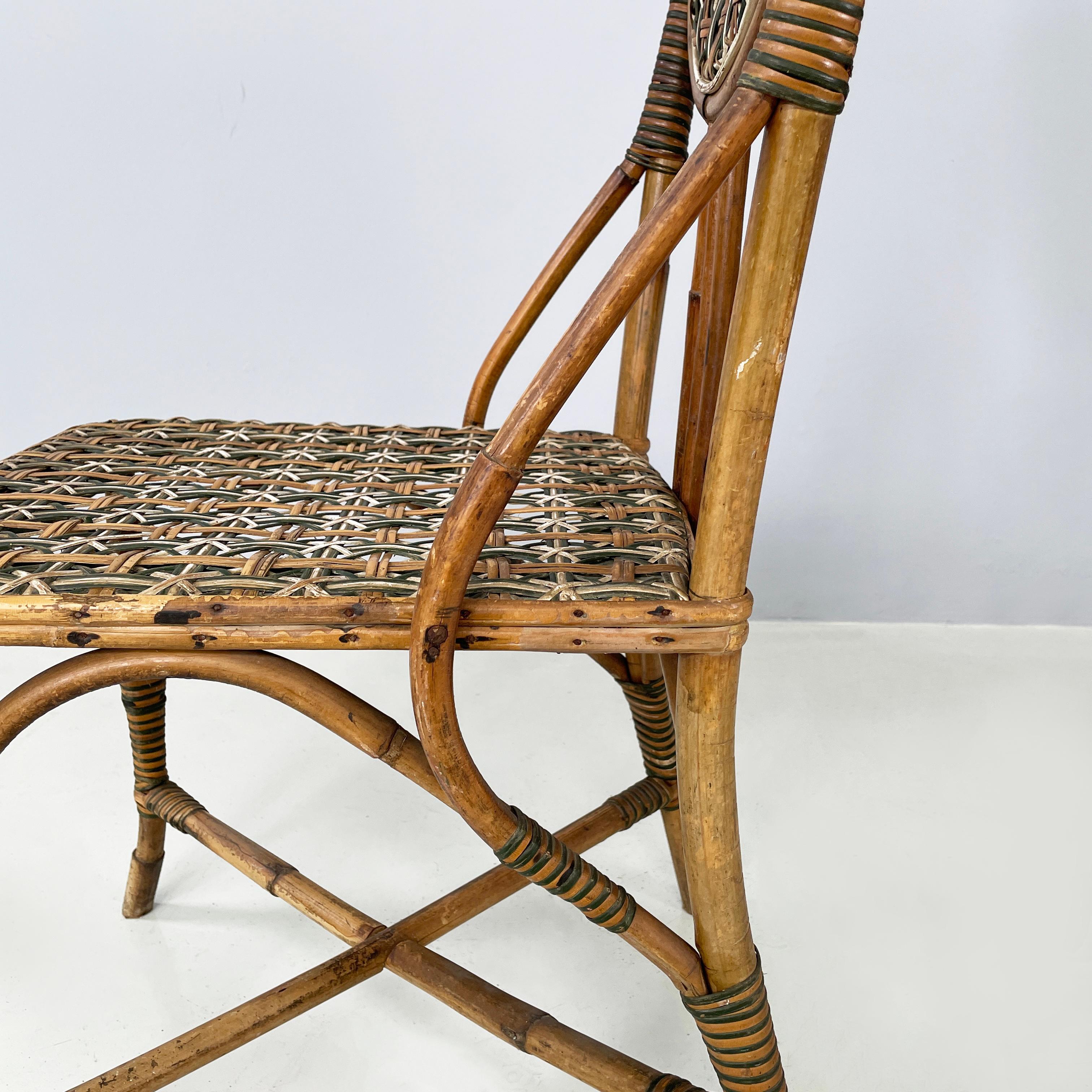 Italian Liberty outdoor chairs in rattan from Palazzo Falconi, early 1900s For Sale 8