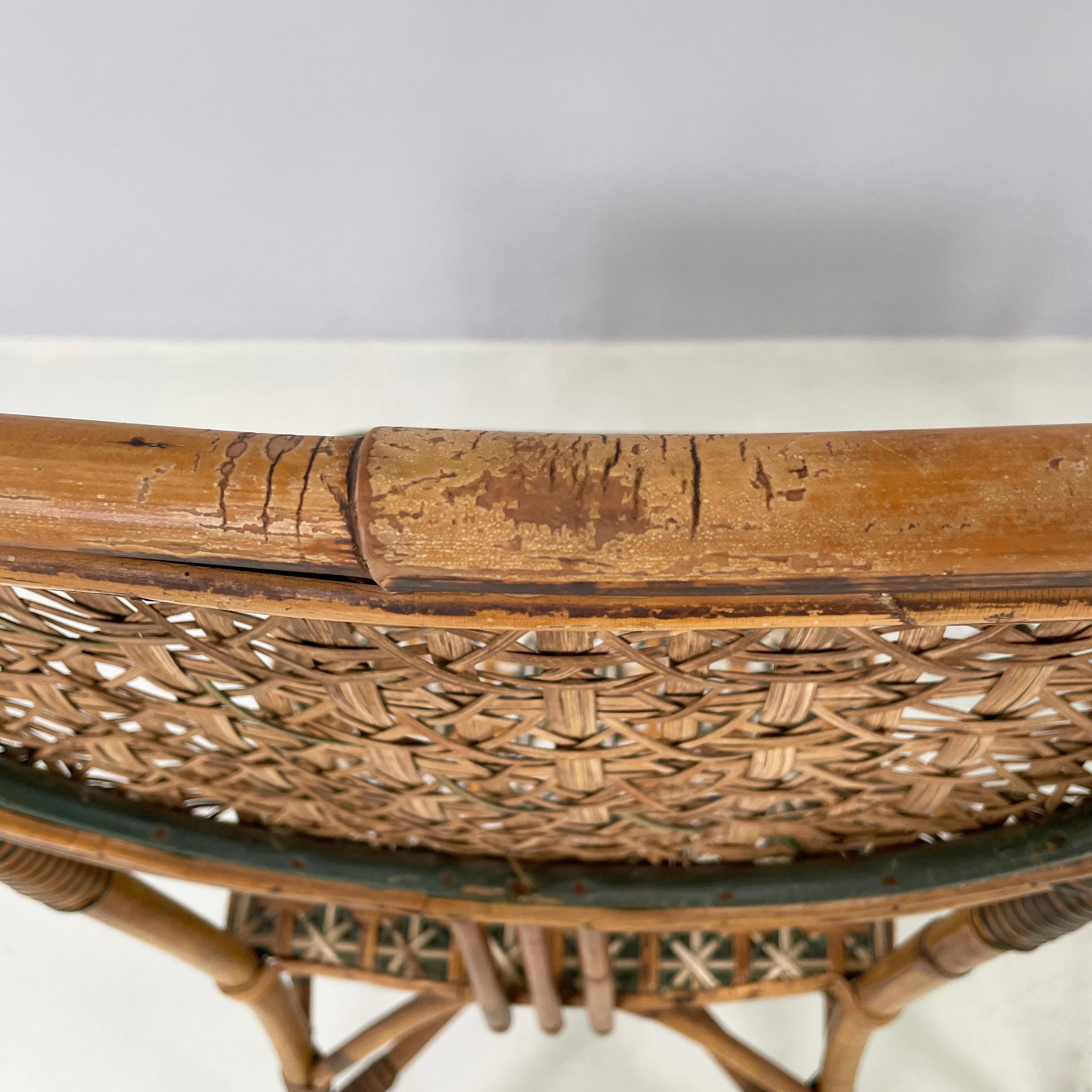 Italian Liberty outdoor chairs in rattan from Palazzo Falconi, early 1900s For Sale 9