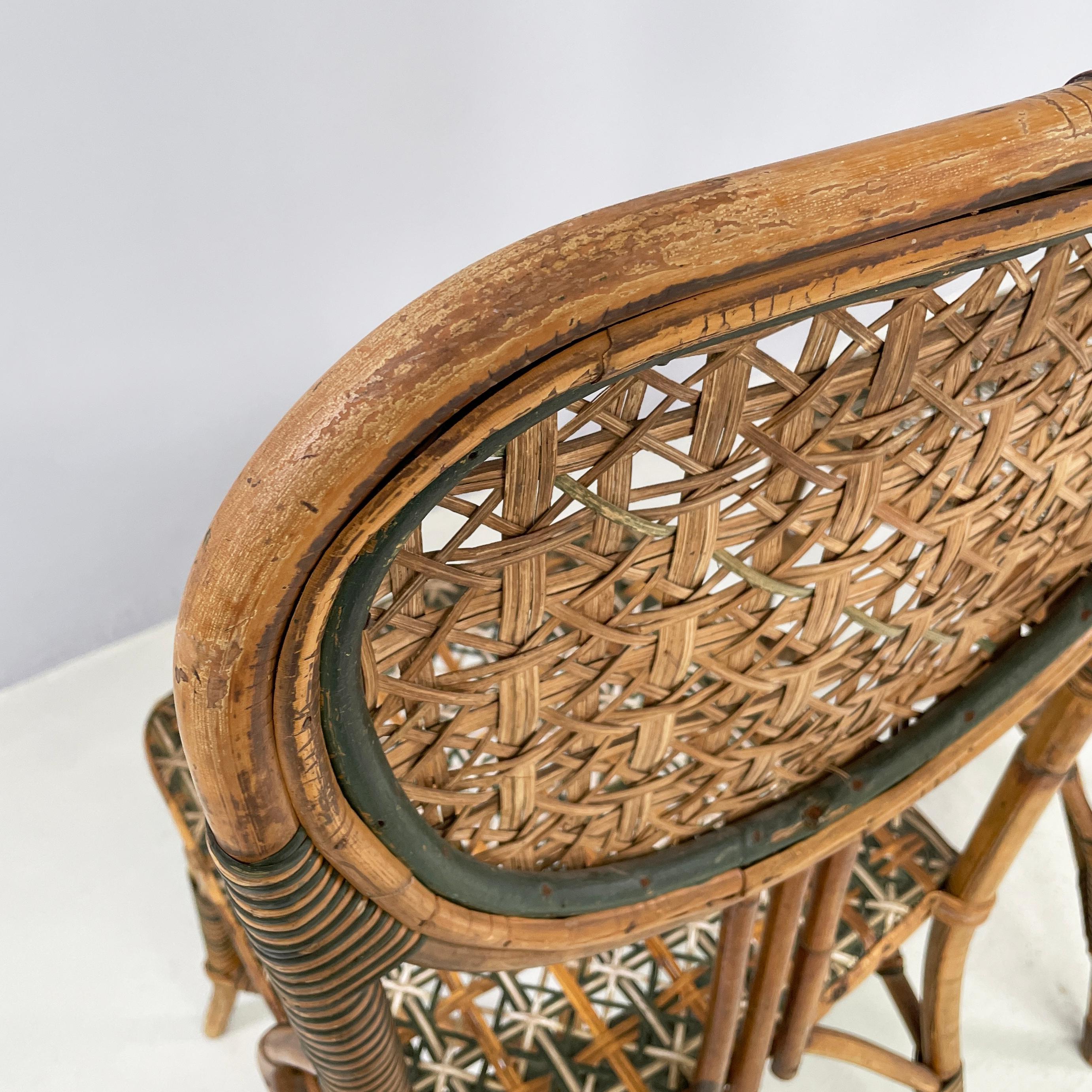 Italian Liberty outdoor chairs in rattan from Palazzo Falconi, early 1900s For Sale 10