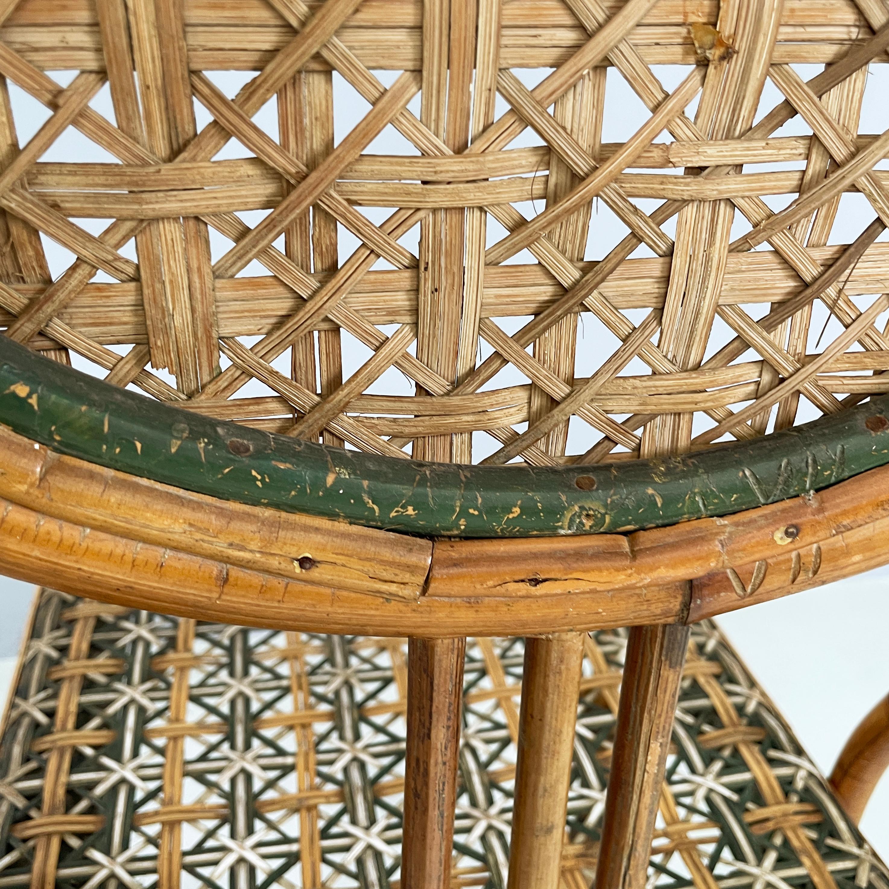 Italian Liberty outdoor chairs in rattan from Palazzo Falconi, early 1900s For Sale 11
